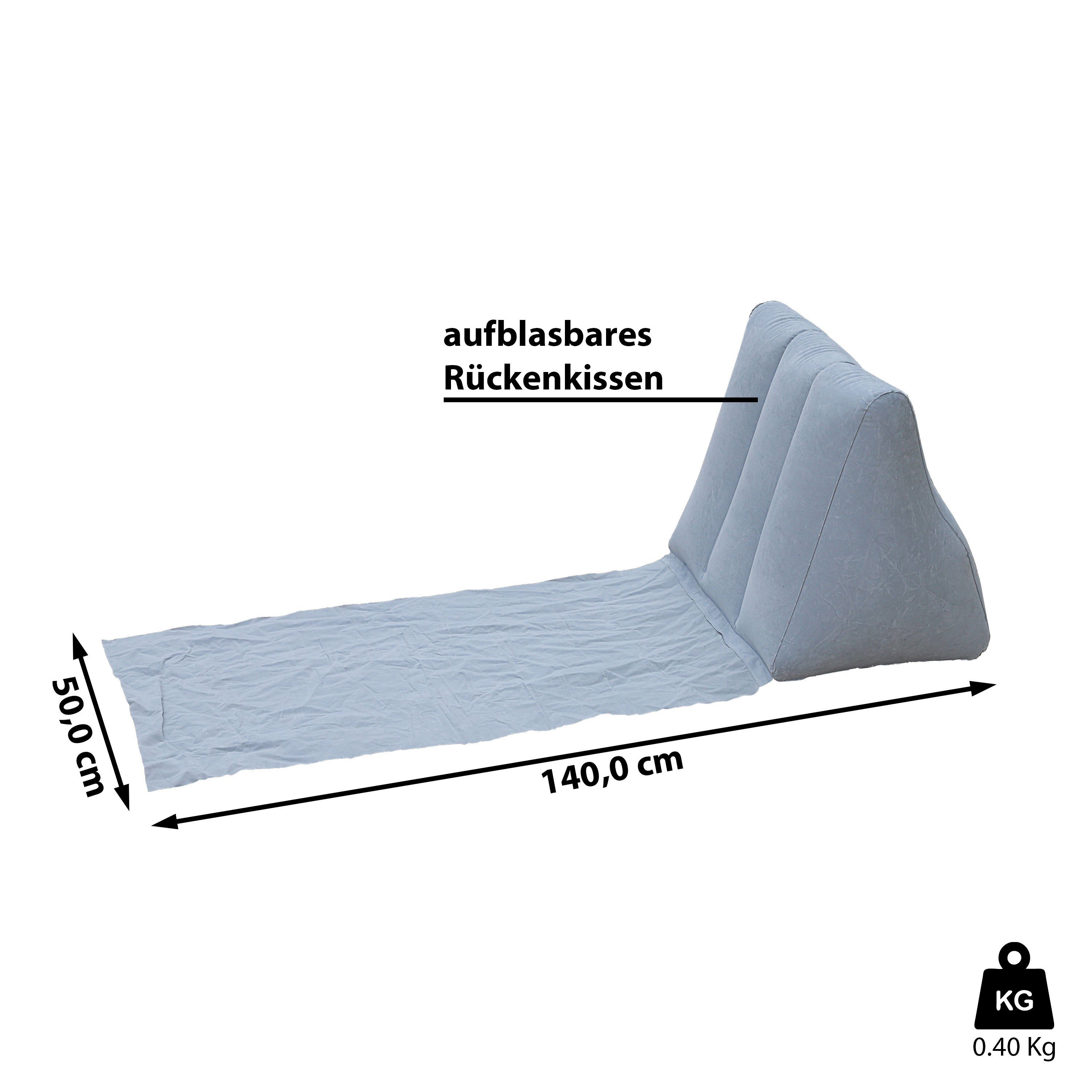 CEPEWA Campingliege Strandmatte Rückenkissen aufblasbar grau günstig online kaufen