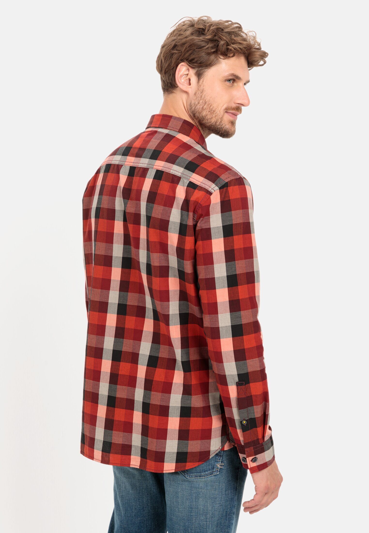 camel active Karohemd aus reiner Baumwolle Langarm Button-Down Button-Down