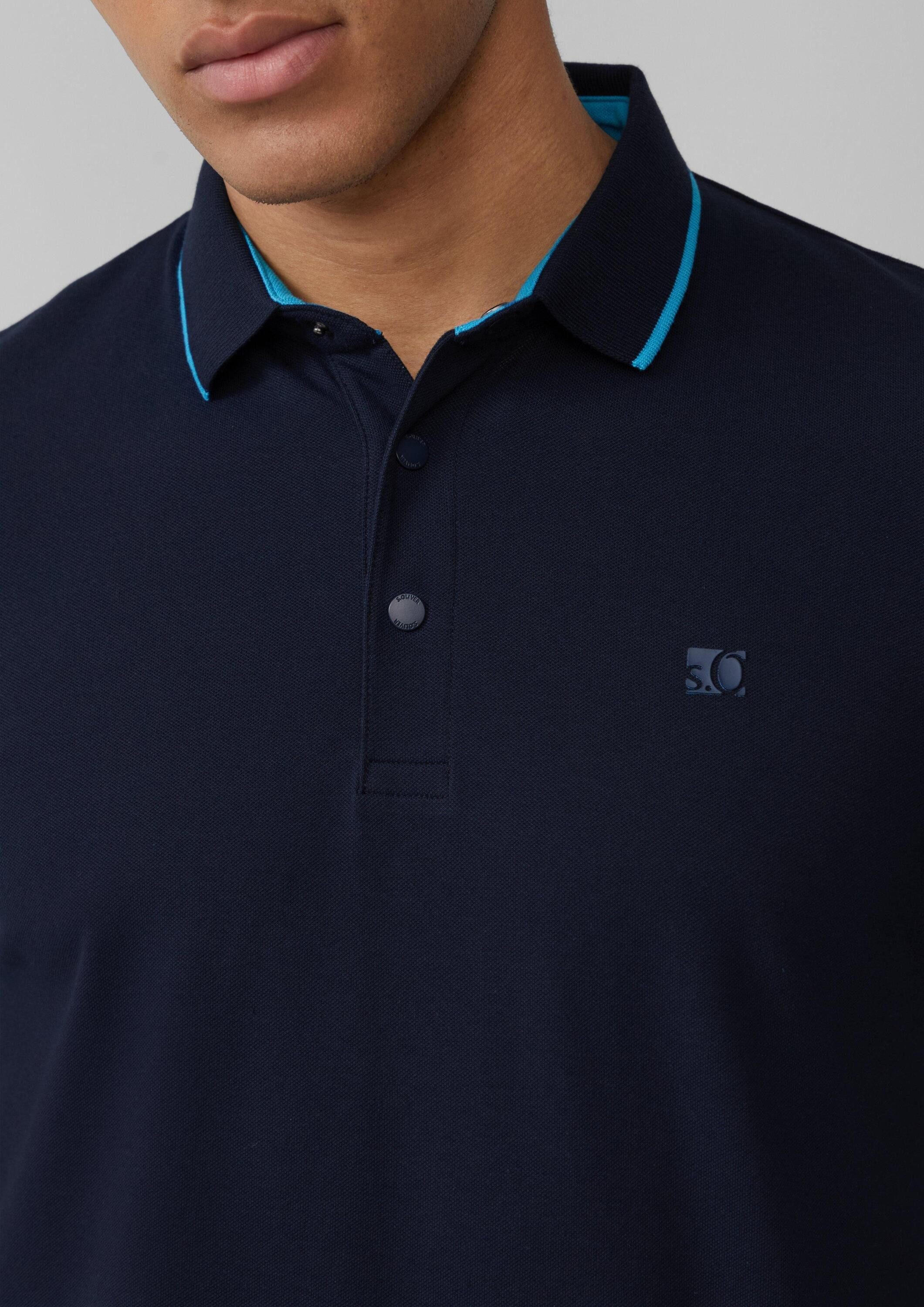 s.Oliver Kurzarmshirt Polo-Shirt Sportives Piqué-Poloshirt mit Kontrast-Details
