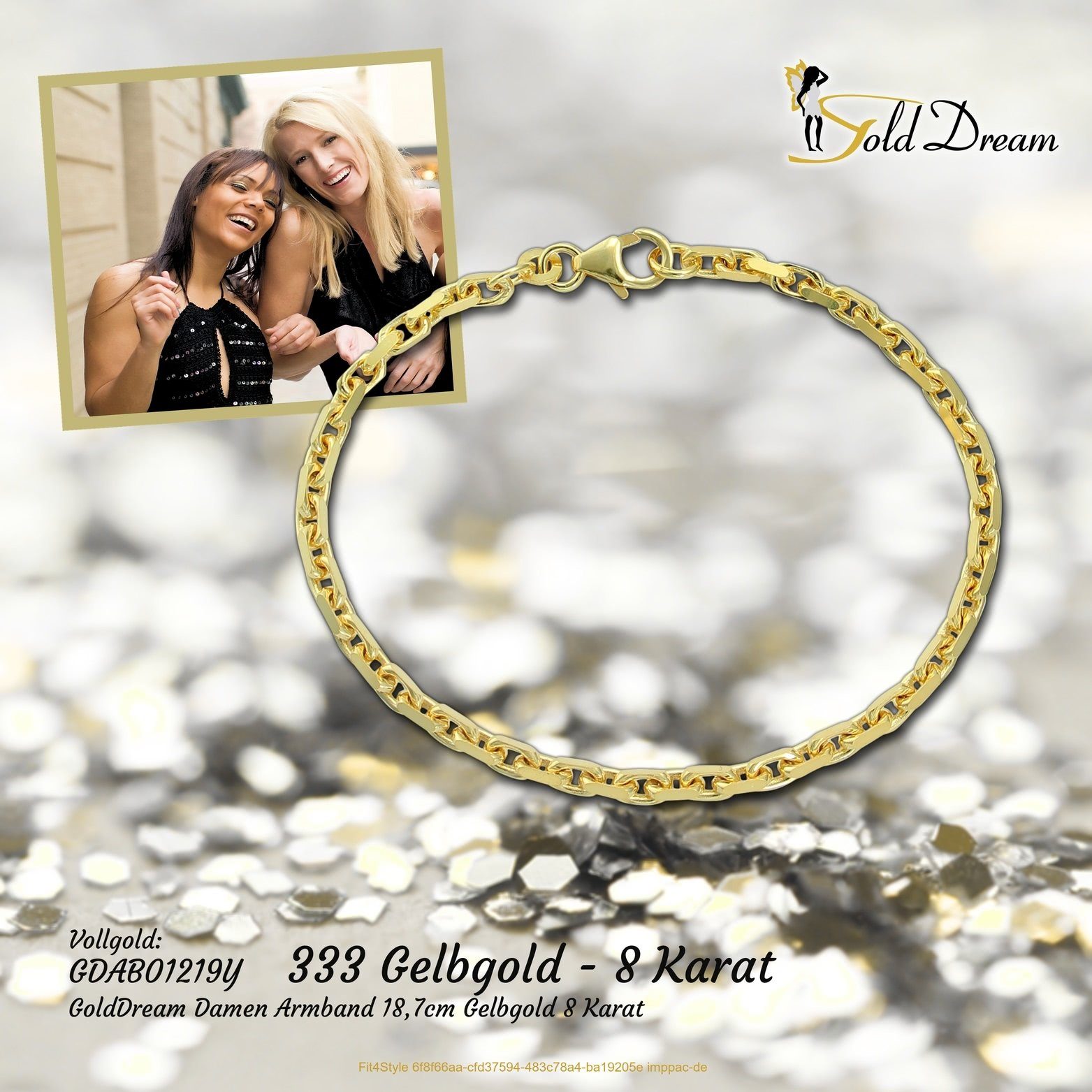 GoldDream Echtgold Armband Gelbgold Echtgold, Goldarmband 18,7cm, 333er Armband (Armband, Armband), 8K Damen GoldDream Gelbgold