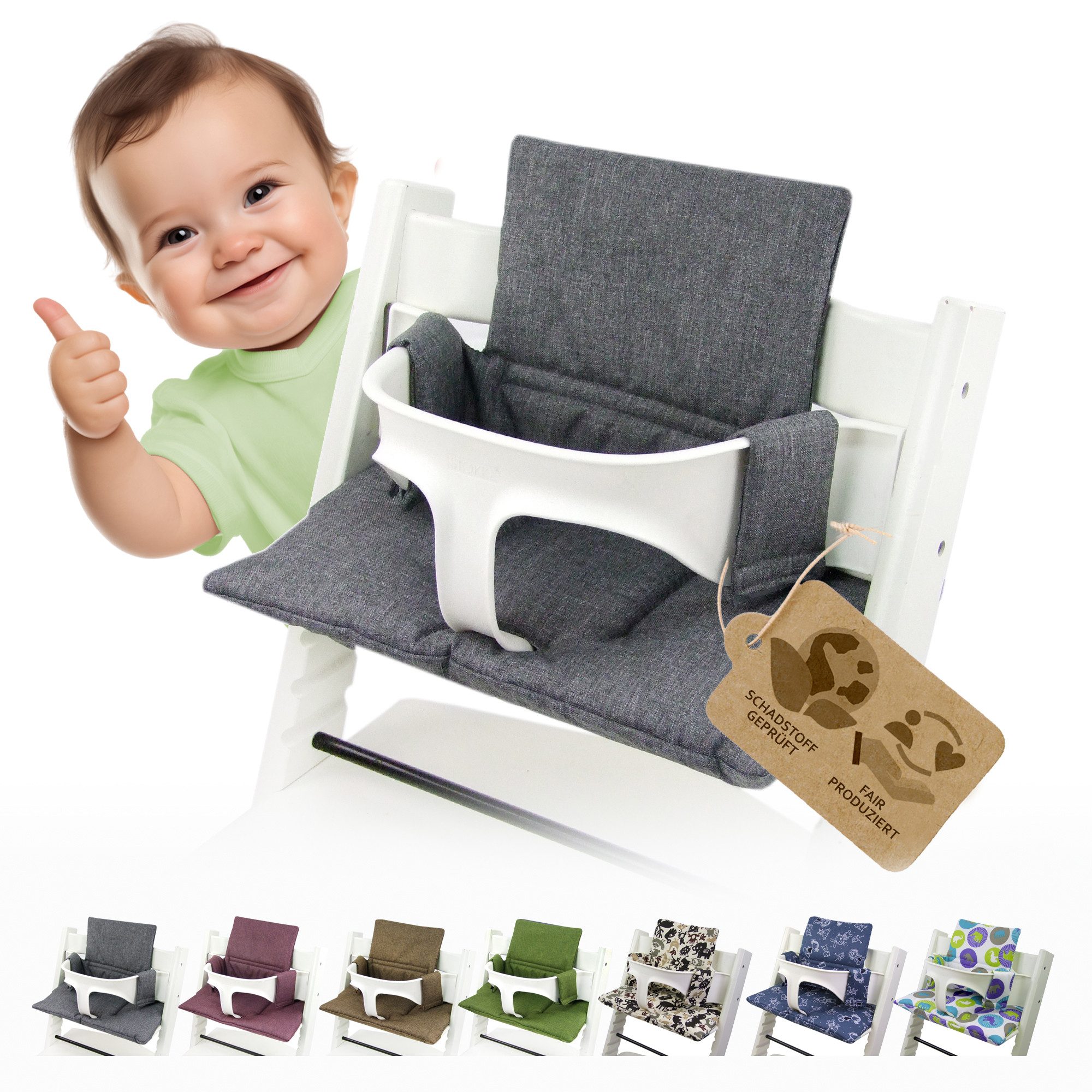 BambiniWelt by Rafael K. Hochstuhlauflage Ersatzbezug Bezug Sitzkissen kompatibel mit Stokke Tripp Trapp Mod. 2