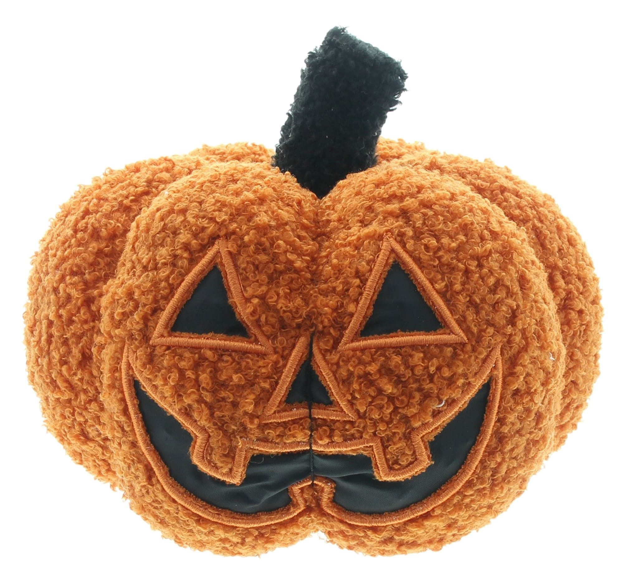 Dekoleidenschaft LED-Dekofigur "Halloween Kürbis" Deko aus Teddystoff, Herbstdeko Halloweendeko innen, Dekokürbis mit Beleuchtung, Herbst Dekoration Wohnzimmer