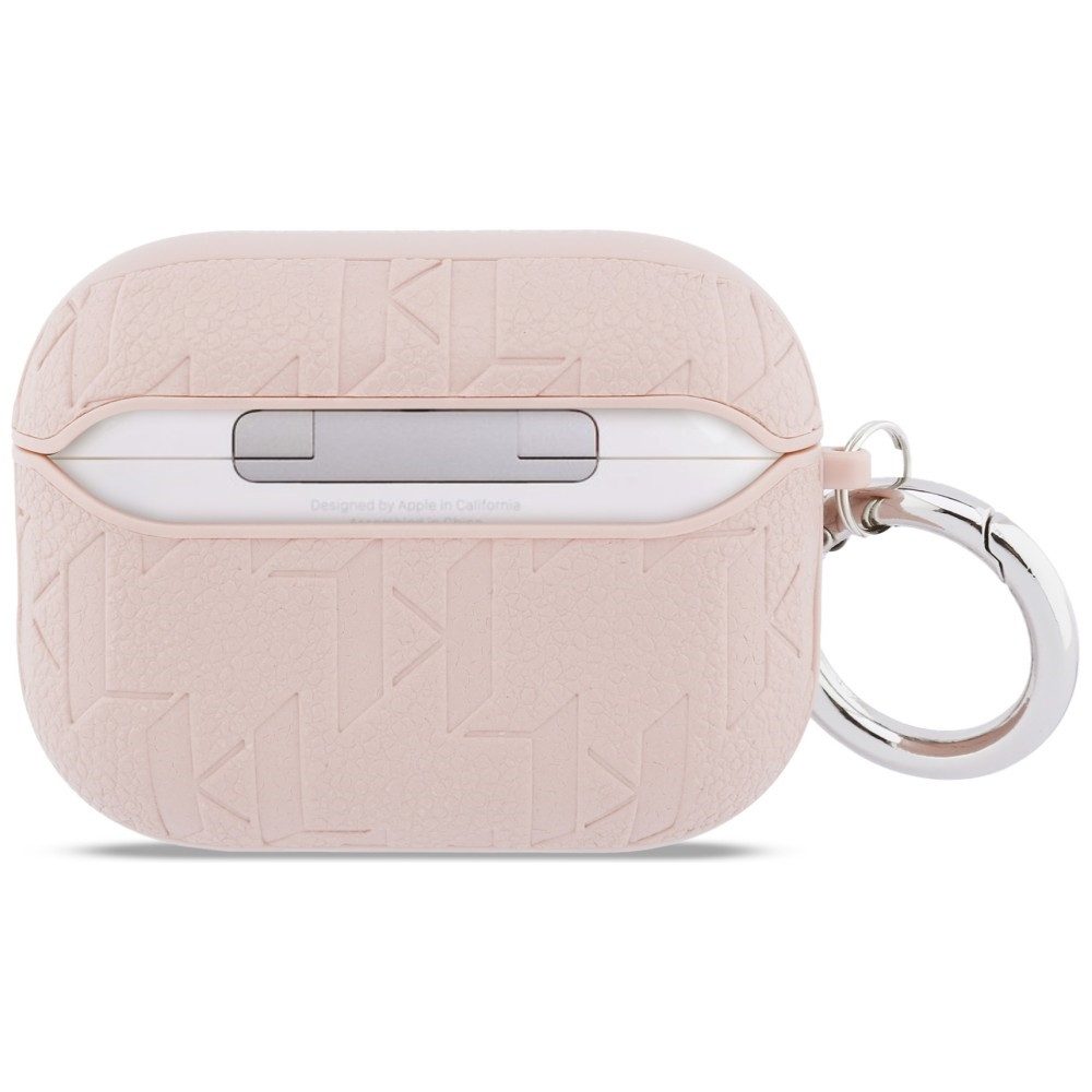 KARL LAGERFELD Handyhülle Case AirPods Pro 3 Kunststoff rosa Logo Katze Kopf Metall, Kantenschutz