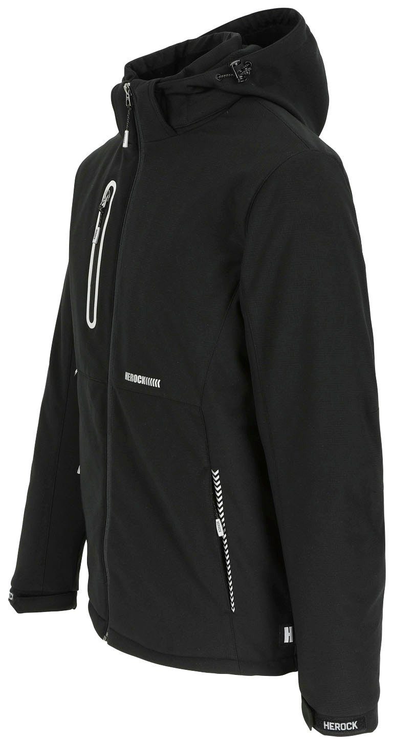 wasserabweisend schwarz TARIS (mit gepolstert, Herock atmungsaktiv, Winterjacke abtrennbarer Kapuze) Softshell,