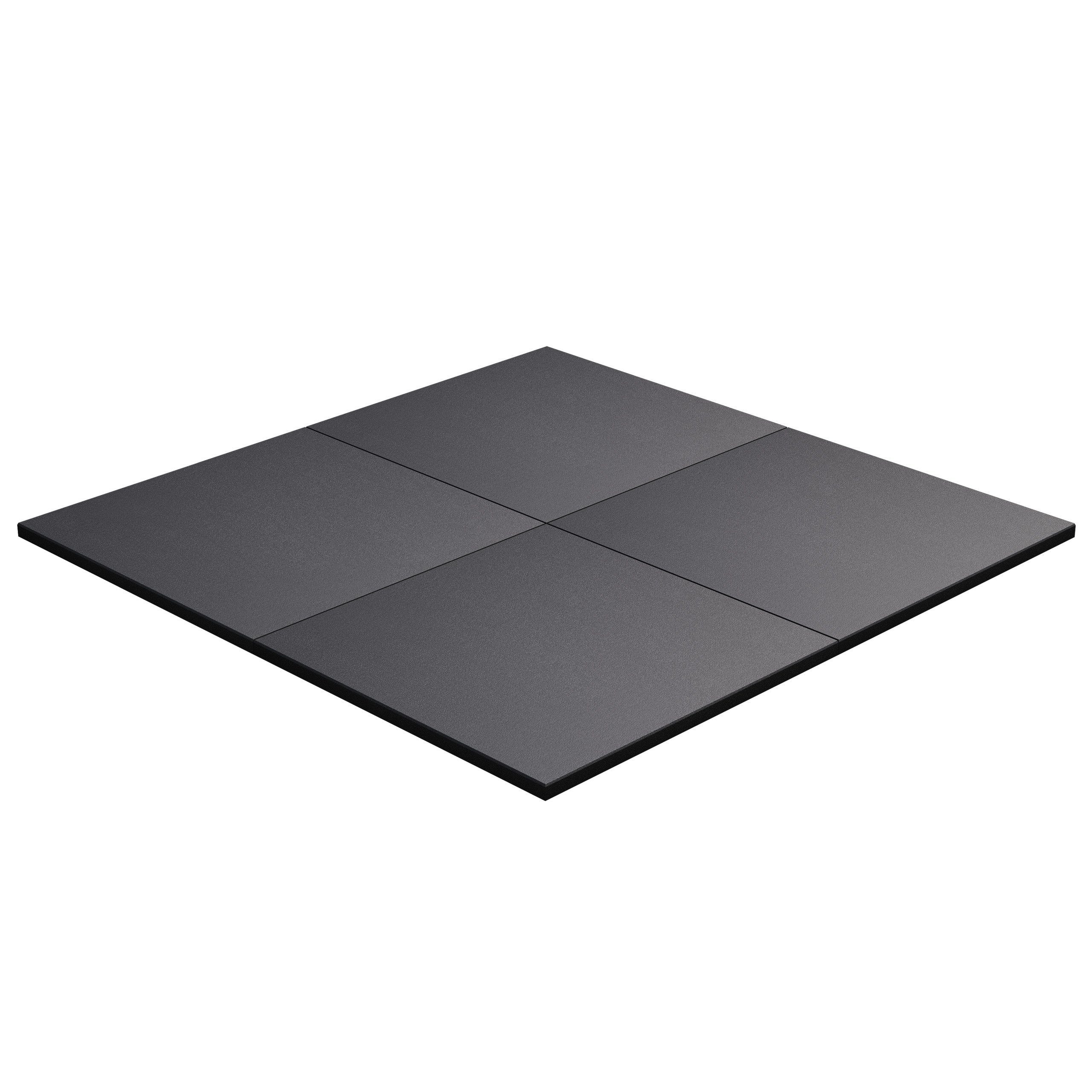 GORILLA SPORTS Bodenschutzmatte Einzeln oder 4er Set, 100x100cm, rutschfest, aus Gummi, Schwarz