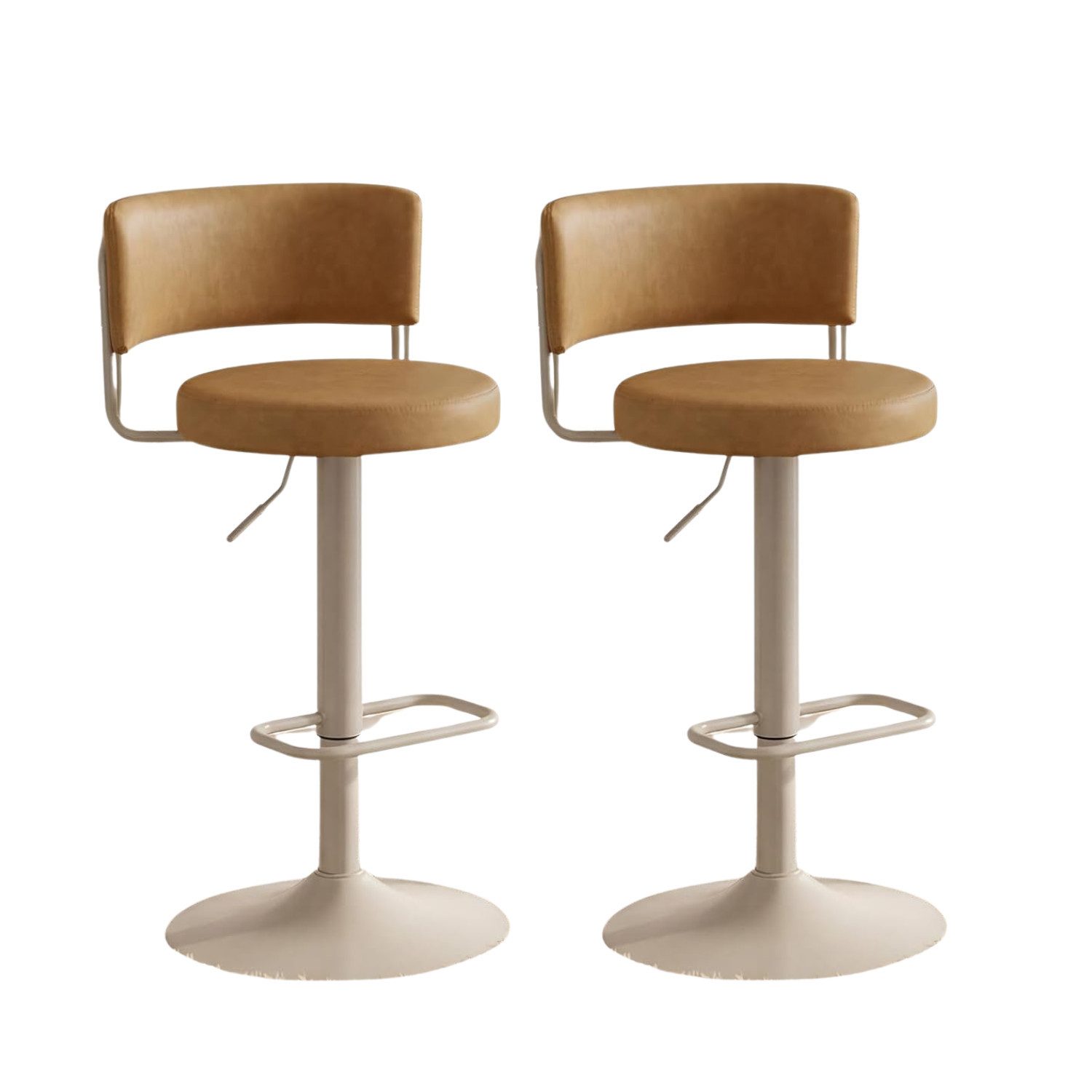 WAHSON OFFICE CHAIRS Barhocker Barhocker 2er Set Höhenverstellbar, Drehbare Barstuhl aus Kunstleder