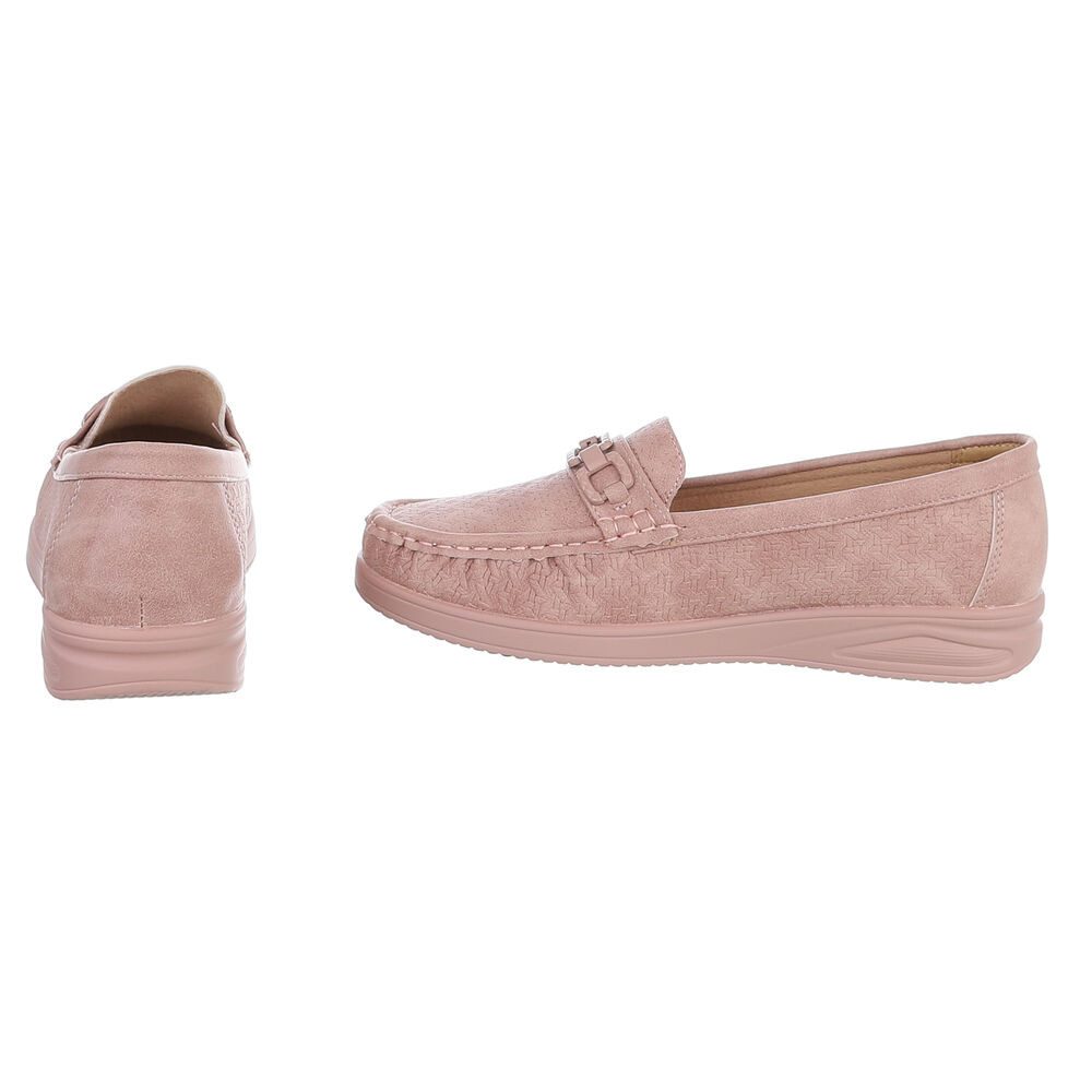 Ital-Design Damen Mokassin Slipper mit Zierriegel und Komfortsohle Slipper (91849457) Keilabsatz/Wedge Mokassins in Altrosa – Bild 5 von 5