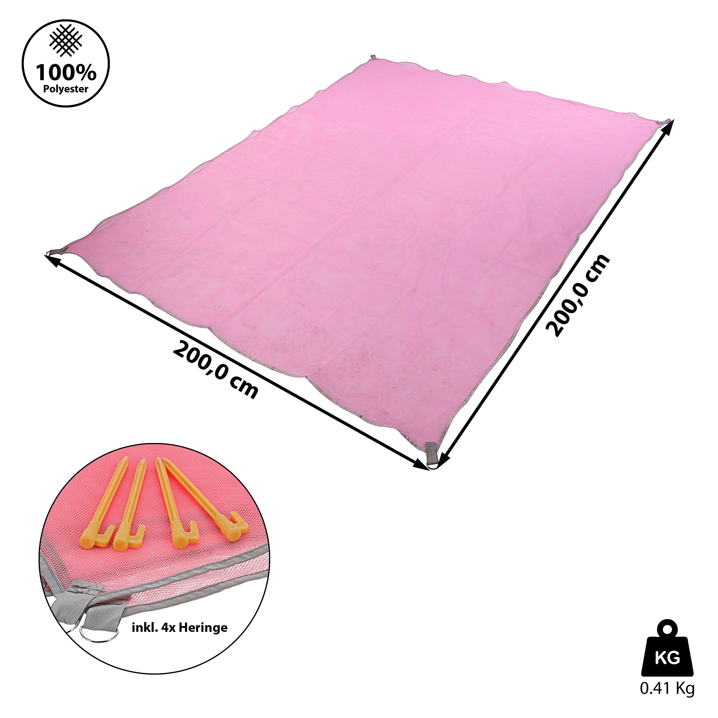 Heringe 200x200cm Stranddecke Strandtuch sandfrei Beutel CEPEWA pink