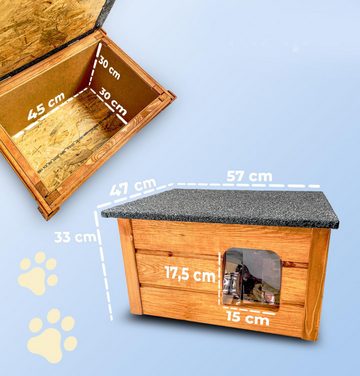 EBUY Tierhaus Wetterfestes Katzenhaus mit aufklappbarem Dach und Lamellentüren