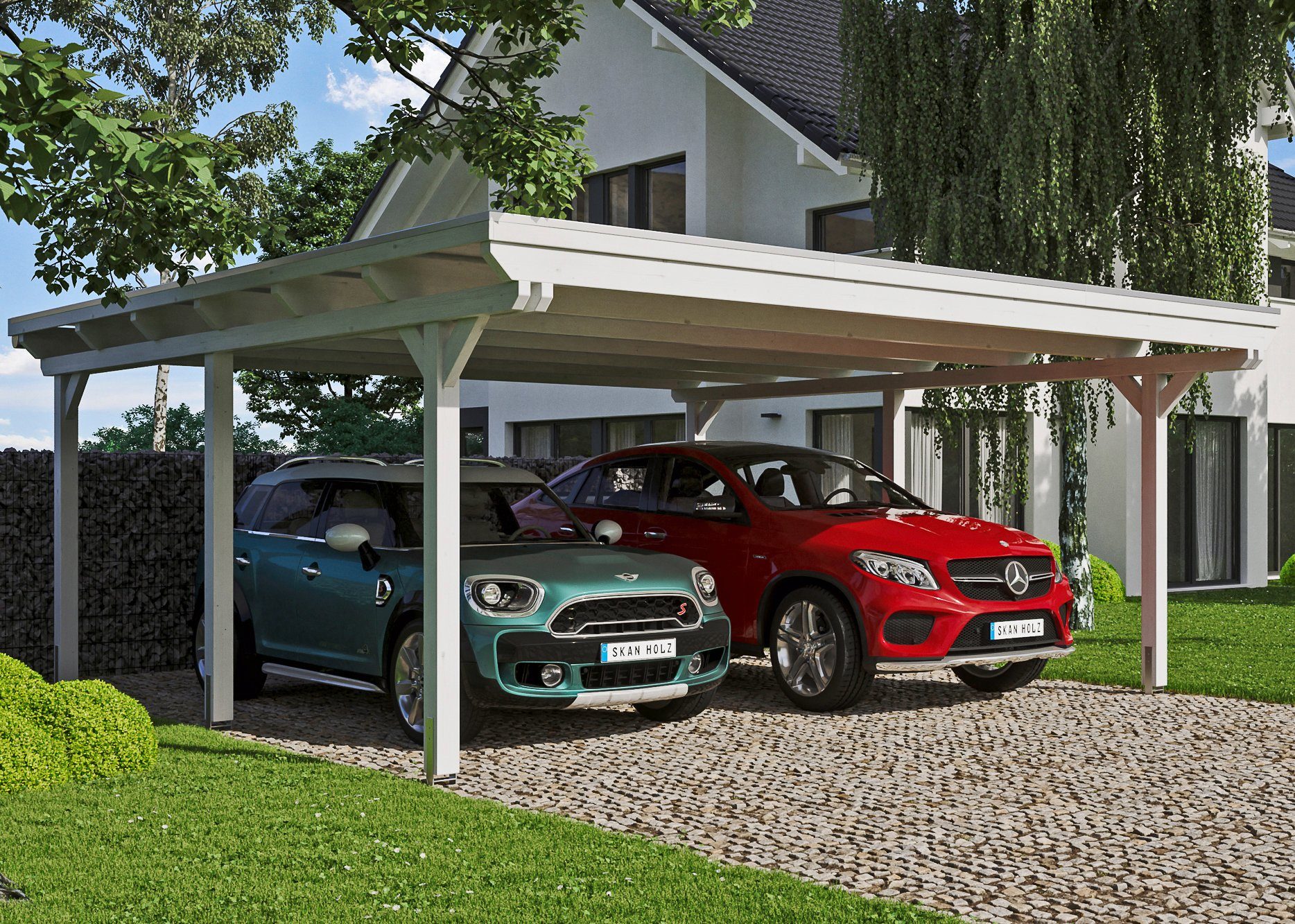 Skanholz Doppelcarport Emsland, BxT: 613x604 cm, 223 cm Einfahrtshöhe | Carports