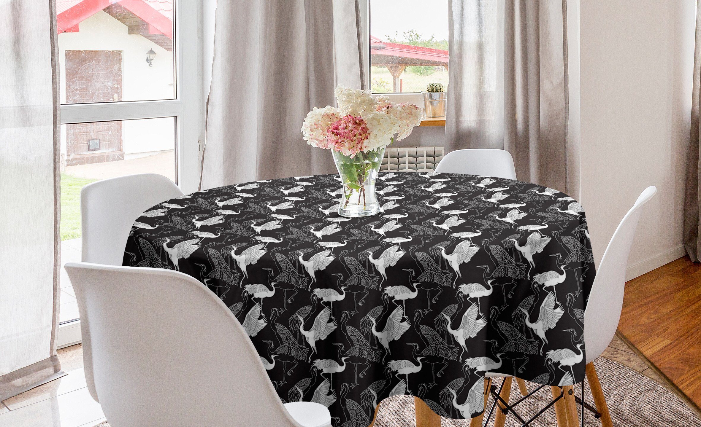Kran Abdeckung Tischdecke für Dekoration, Kreis Küche Vogel-Muster Esszimmer Tischdecke Abakuhaus