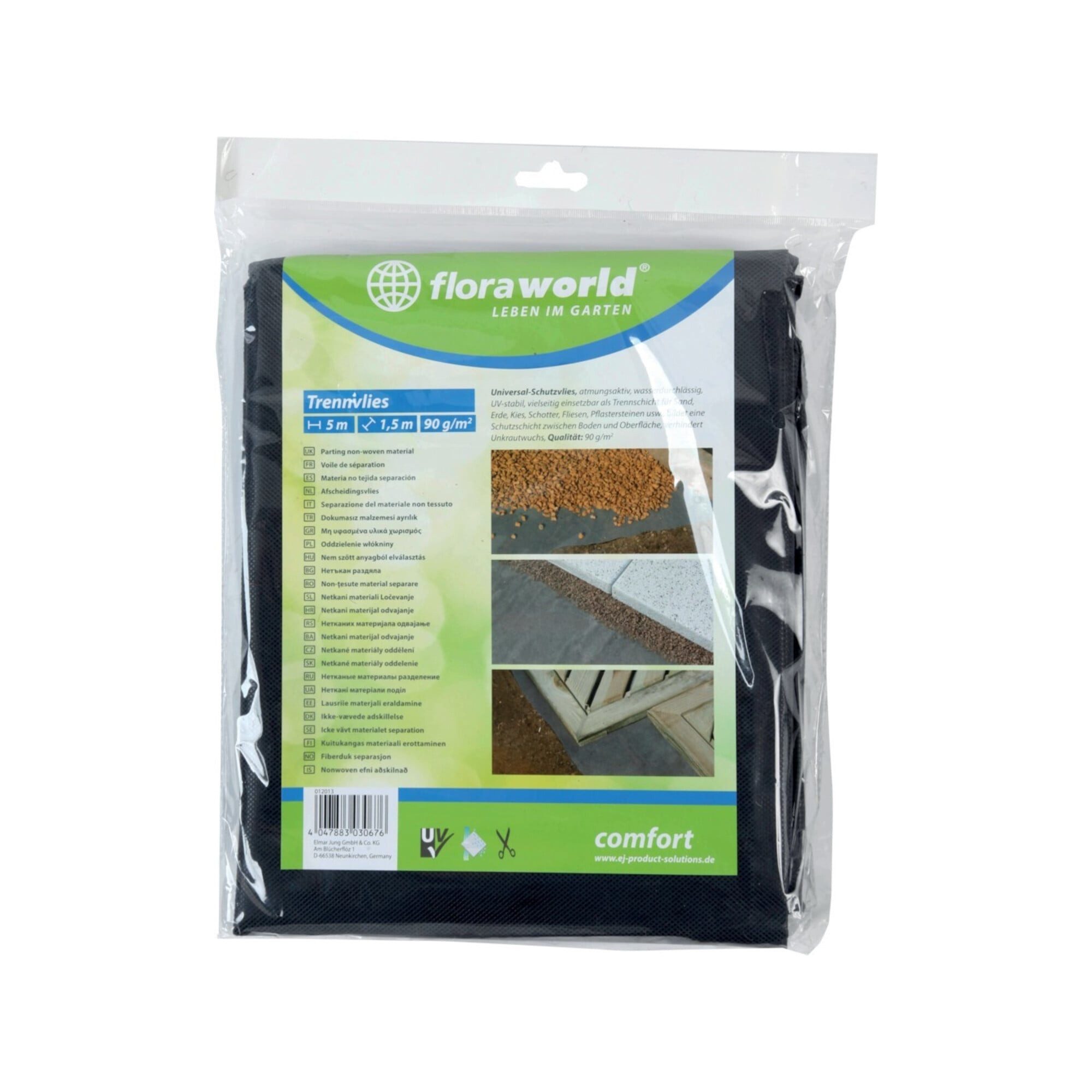 Floraworld Gartenpflege-Set floraworld Unkrautvlies 1x5m 90g/qm dunkelgrau
