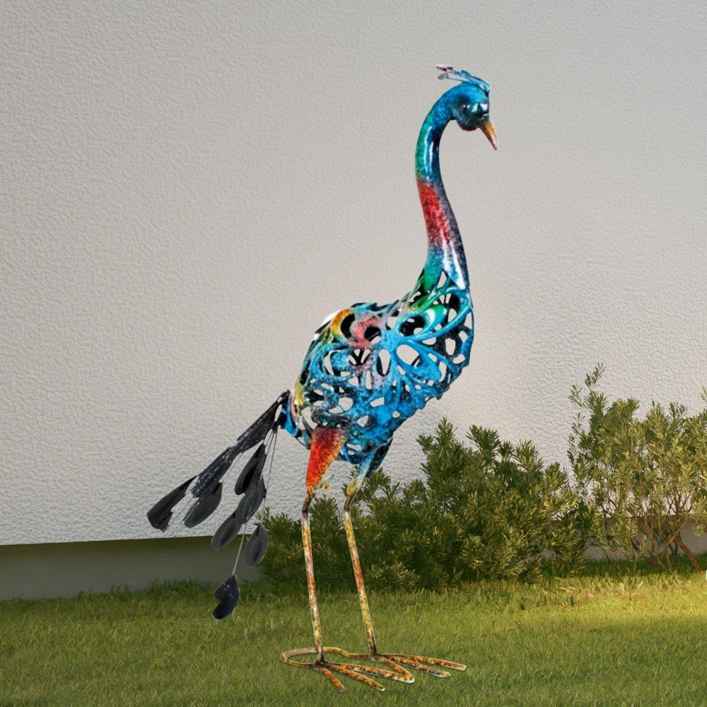 Harms Import LED Solarleuchte, LED-Leuchtmittel fest verbaut, LED Solarleuchte Pfau Solarlampen Außen Deko Gartenleuchte bunt