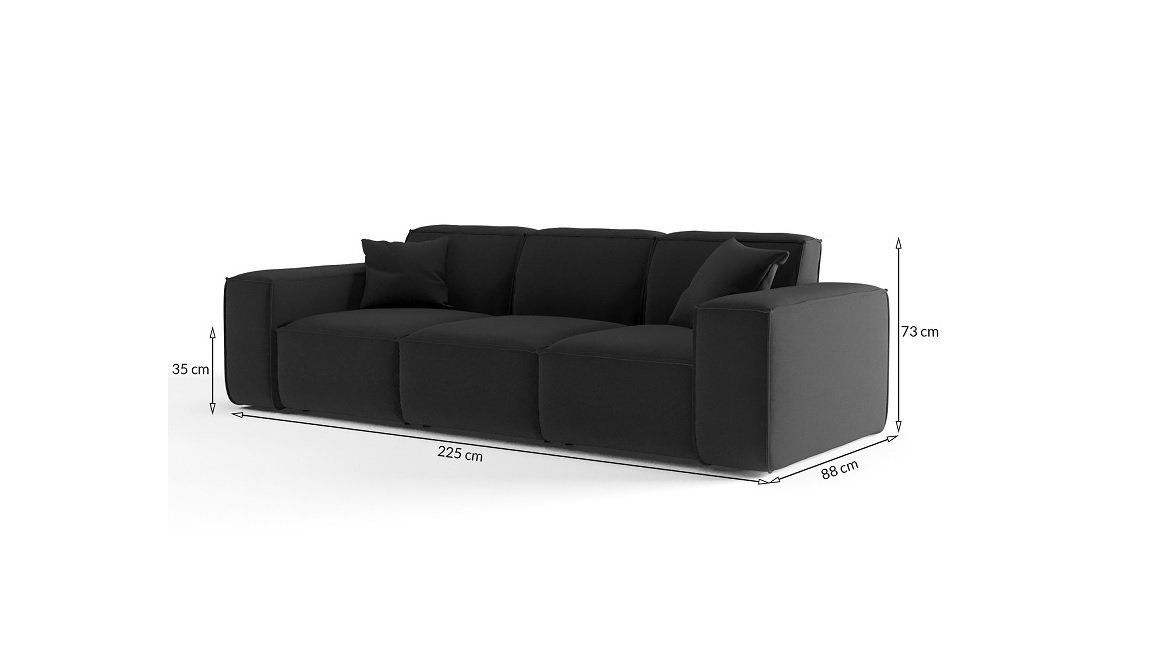 Zierkissen, Sofa 3-Sitzer Stoff, 2 Fun Möbel inkl. Designersofa in CESINA Rundumbezug