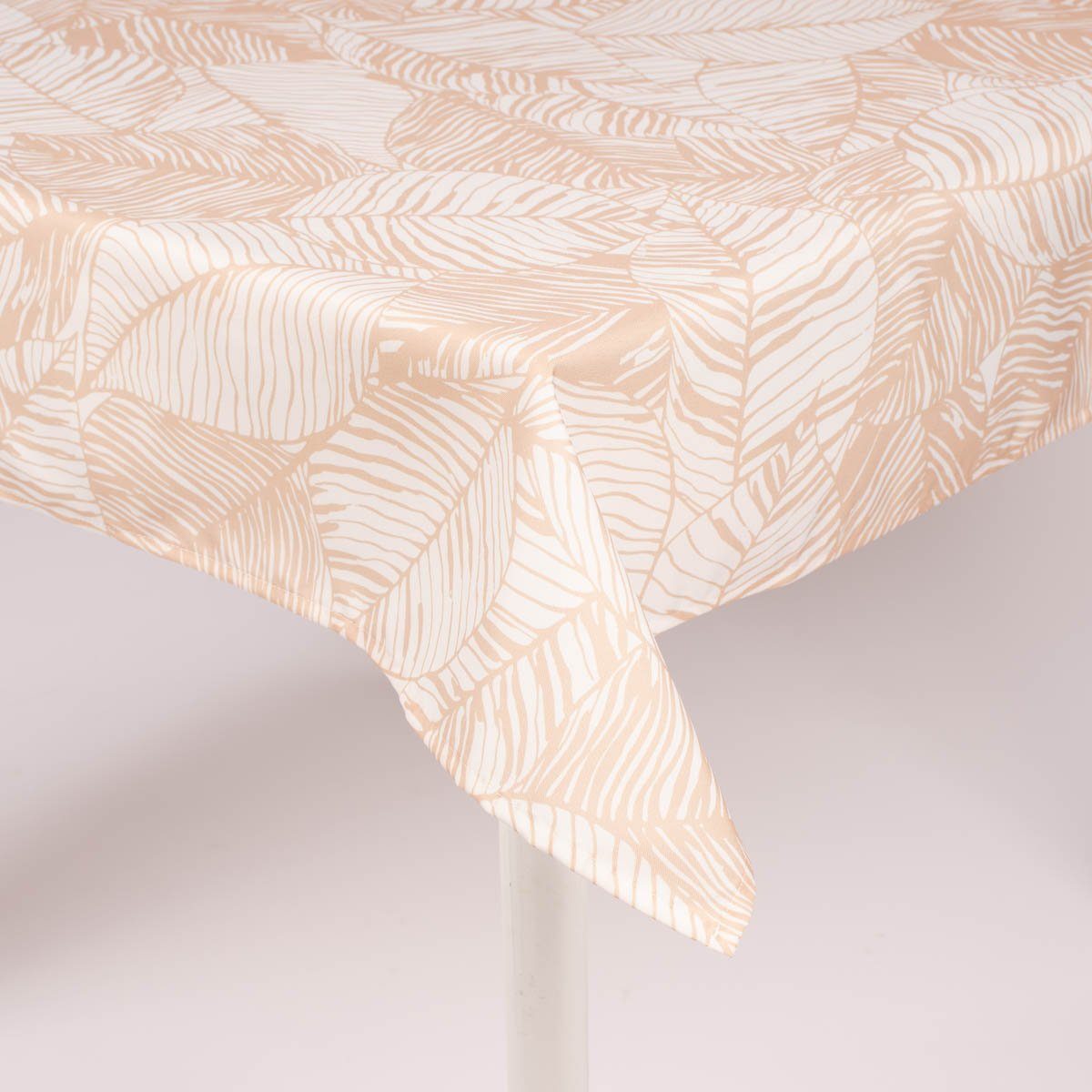 SCHÖNER LEBEN. Tischdecke Roja Laub Blätter beige weiß 150x250cm, pflegeleicht