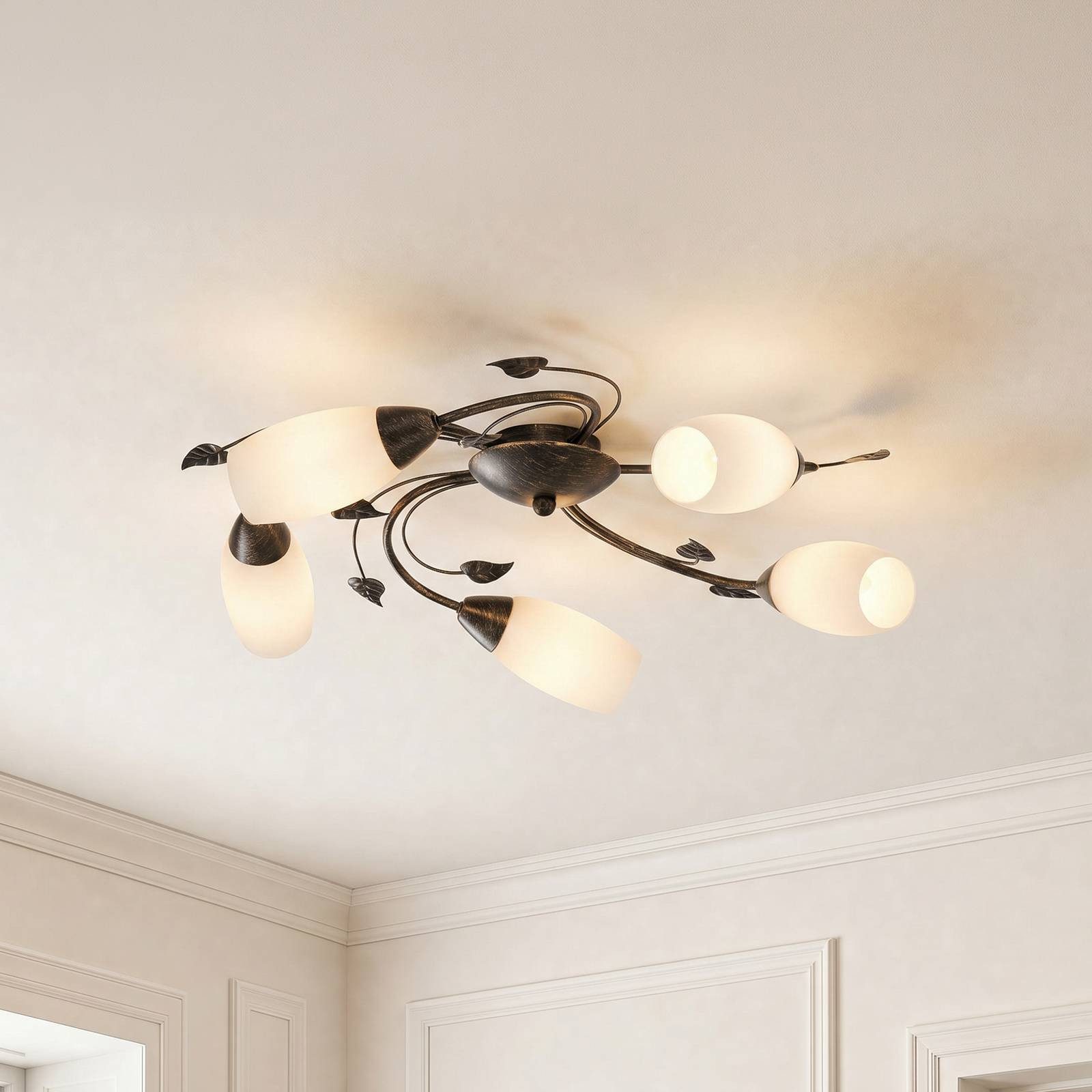 Lindby Deckenleuchten Stefania, Metall, Braun IP20, 5 x 5 W LED