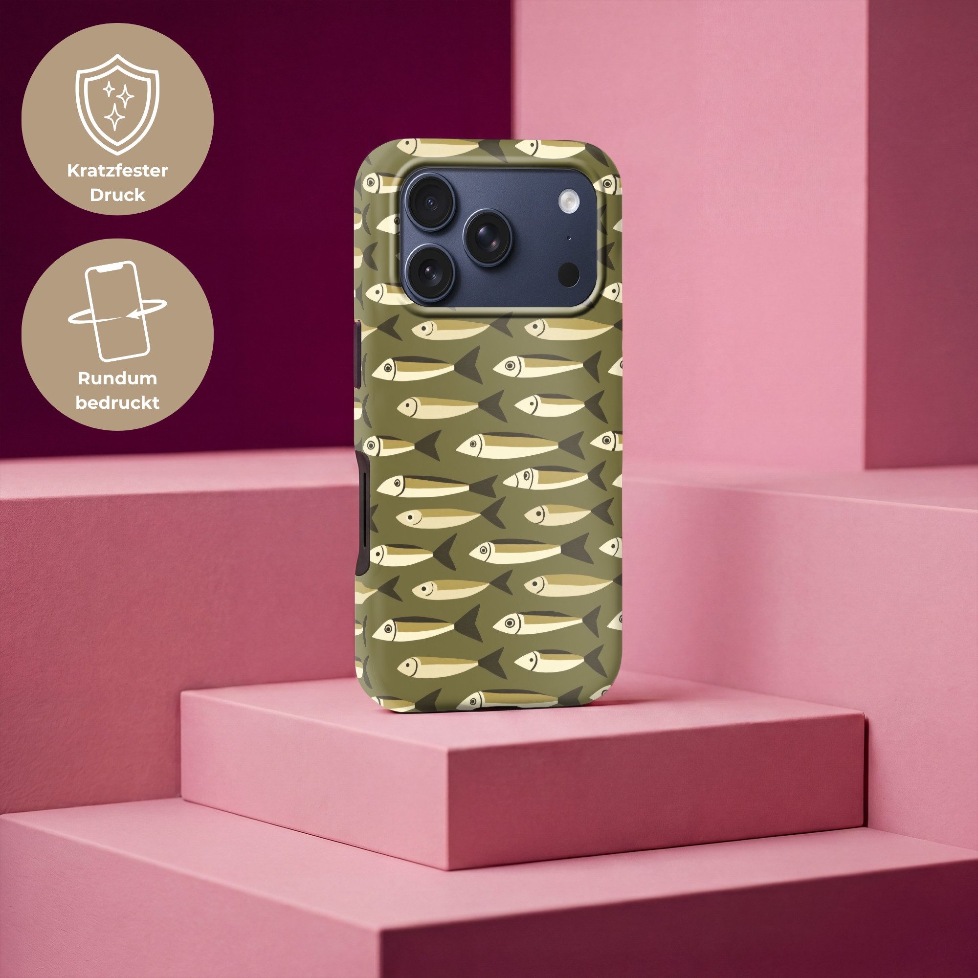 OnlyWow Handyhülle Magsafe für Apple iPhone 17 Pro Fisch - Muster - Grün, Handy Case, Hardcase, Stoßfest, Bumper Case