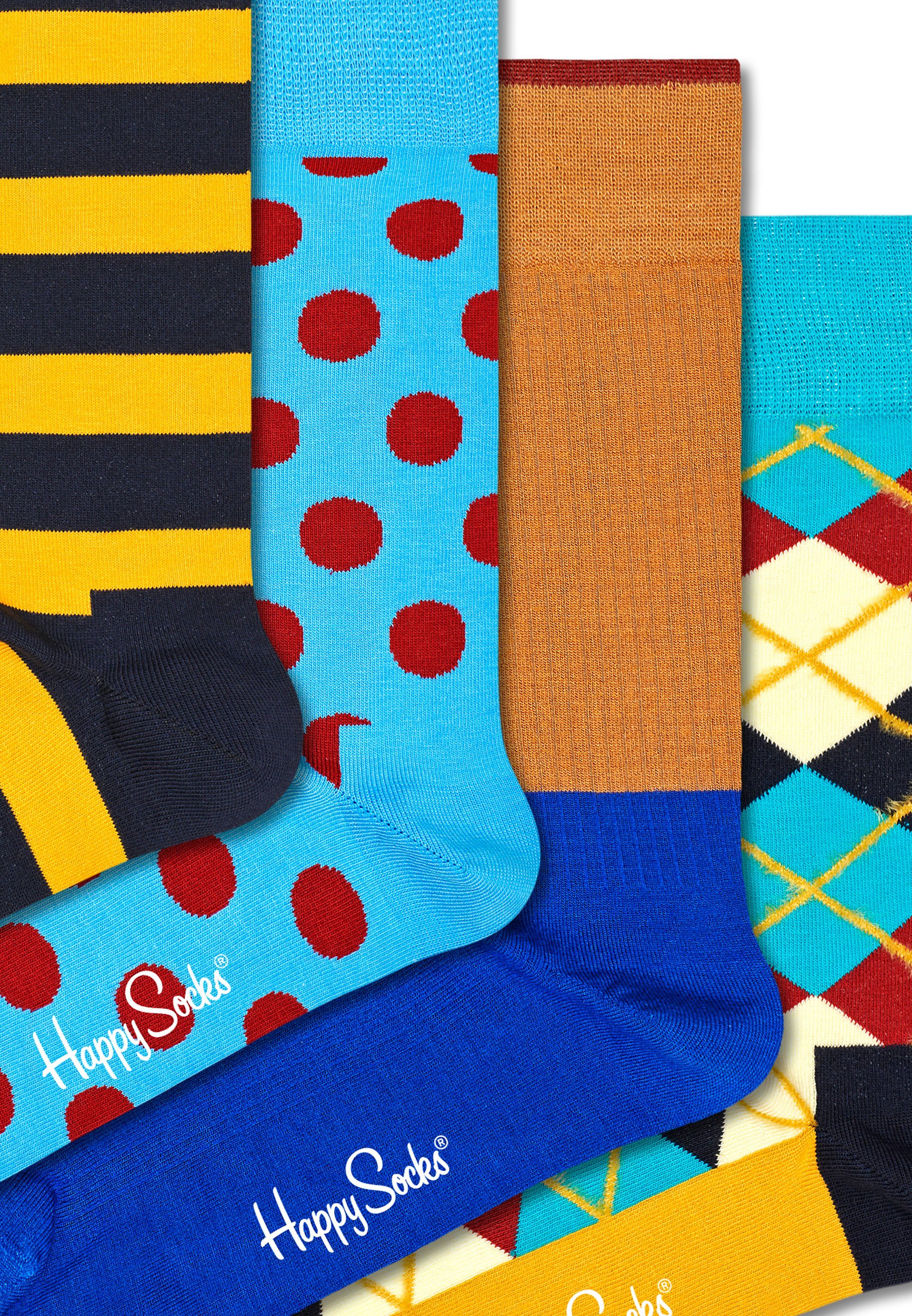 Happy Socks Langsocken Classics Geschenk in Geschenkbox 4 Baumwolle einer bunte - Socken Box 4 4-Paar) (Spar-Set, Socken - Paar Paar