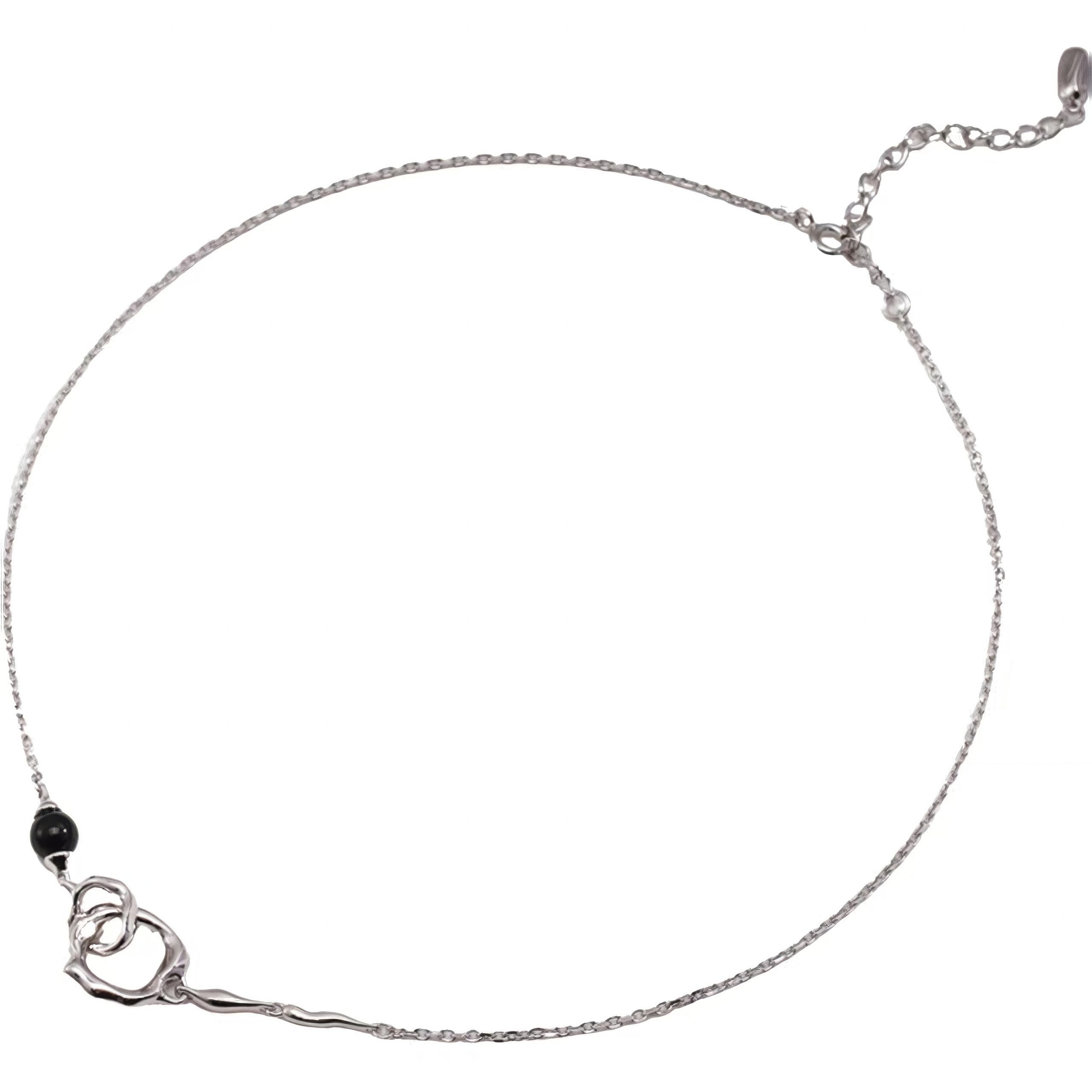 Silberkette Damen-Silberkette, Perlenkette, Onyxkette