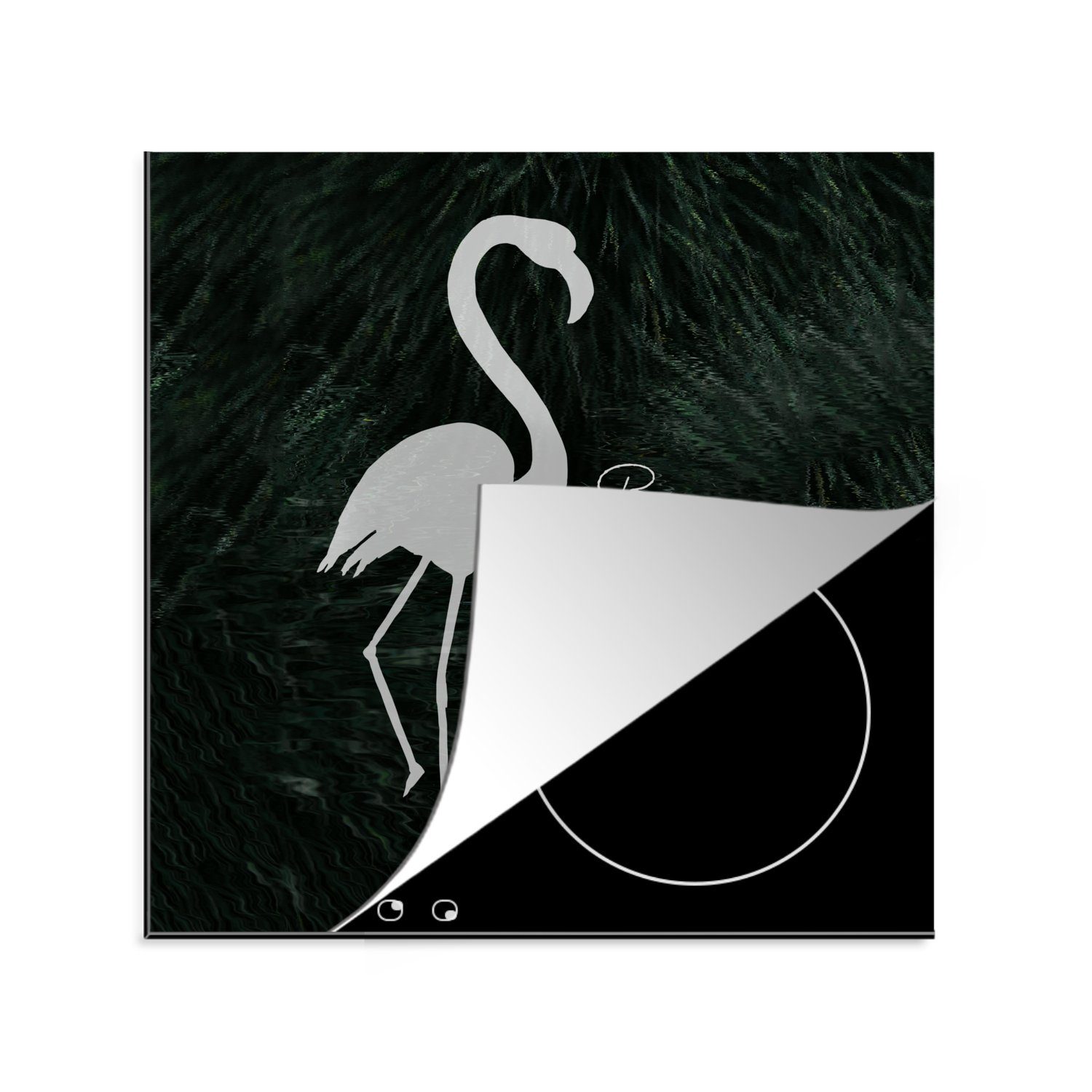 MuchoWow Herdblende-/Abdeckplatte Flamingo - Vogel - Zitate, Vinyl, (1 tlg), 78x78 cm, Ceranfeldabdeckung, Arbeitsplatte für küche