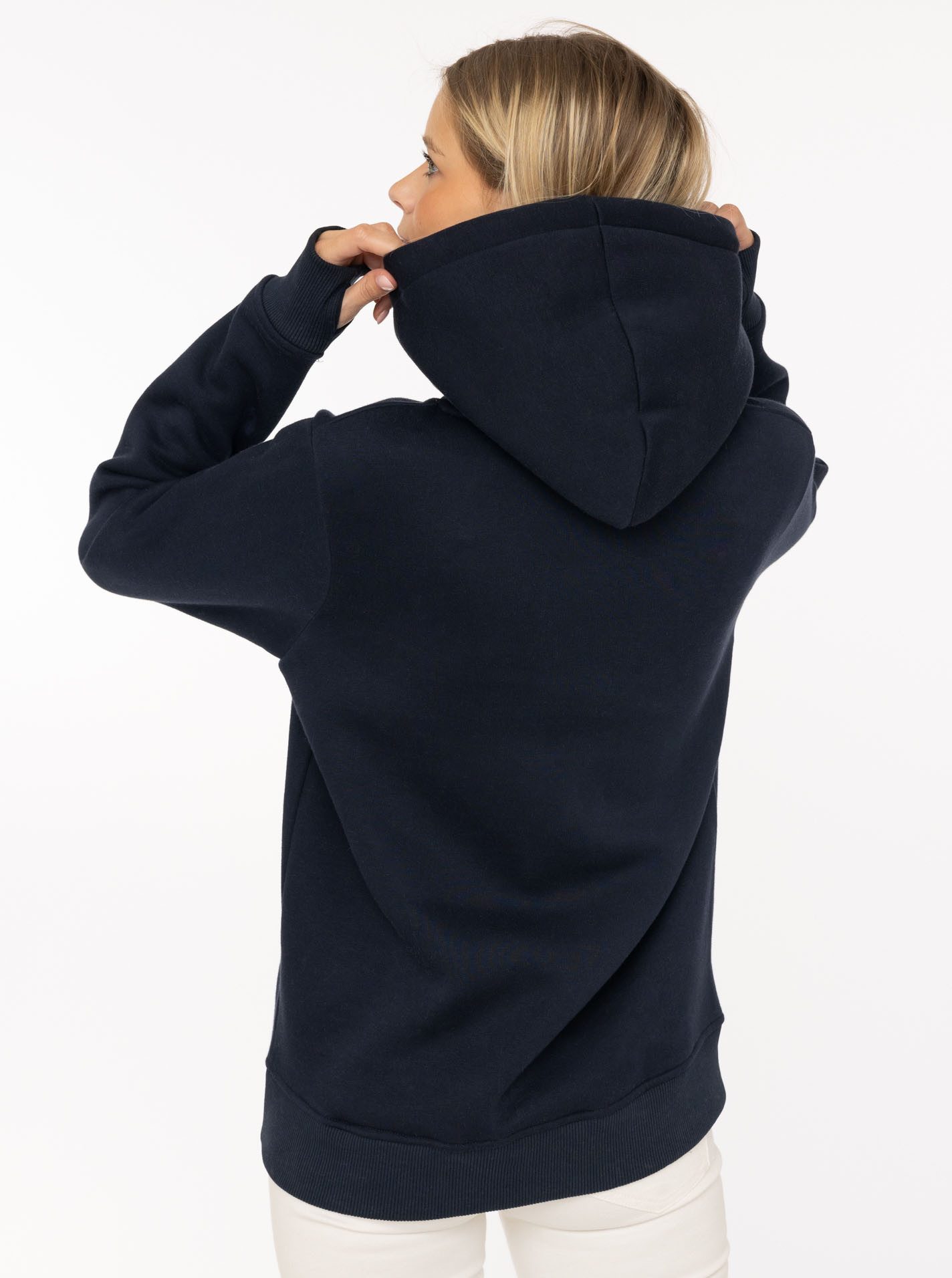 Zwillingsherz Hoodie "Strandkorb" maritime Stickerei, Rippbündchen, Kängurutasche, Kapuze