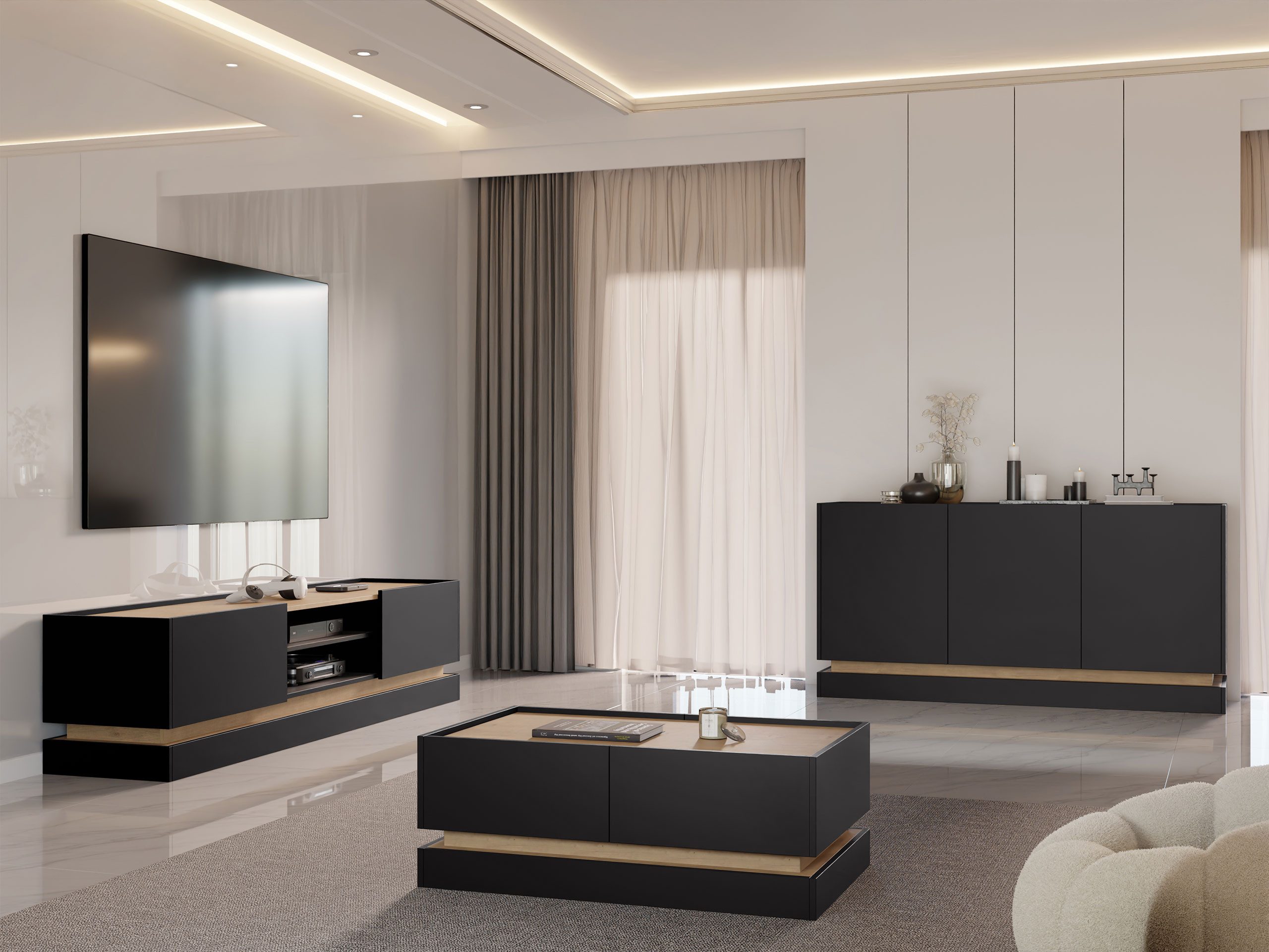 MIRJAN24 Wohnzimmer-Set Zarpant, (3er-Set, Kommode, Couchtisch, günstig online kaufen