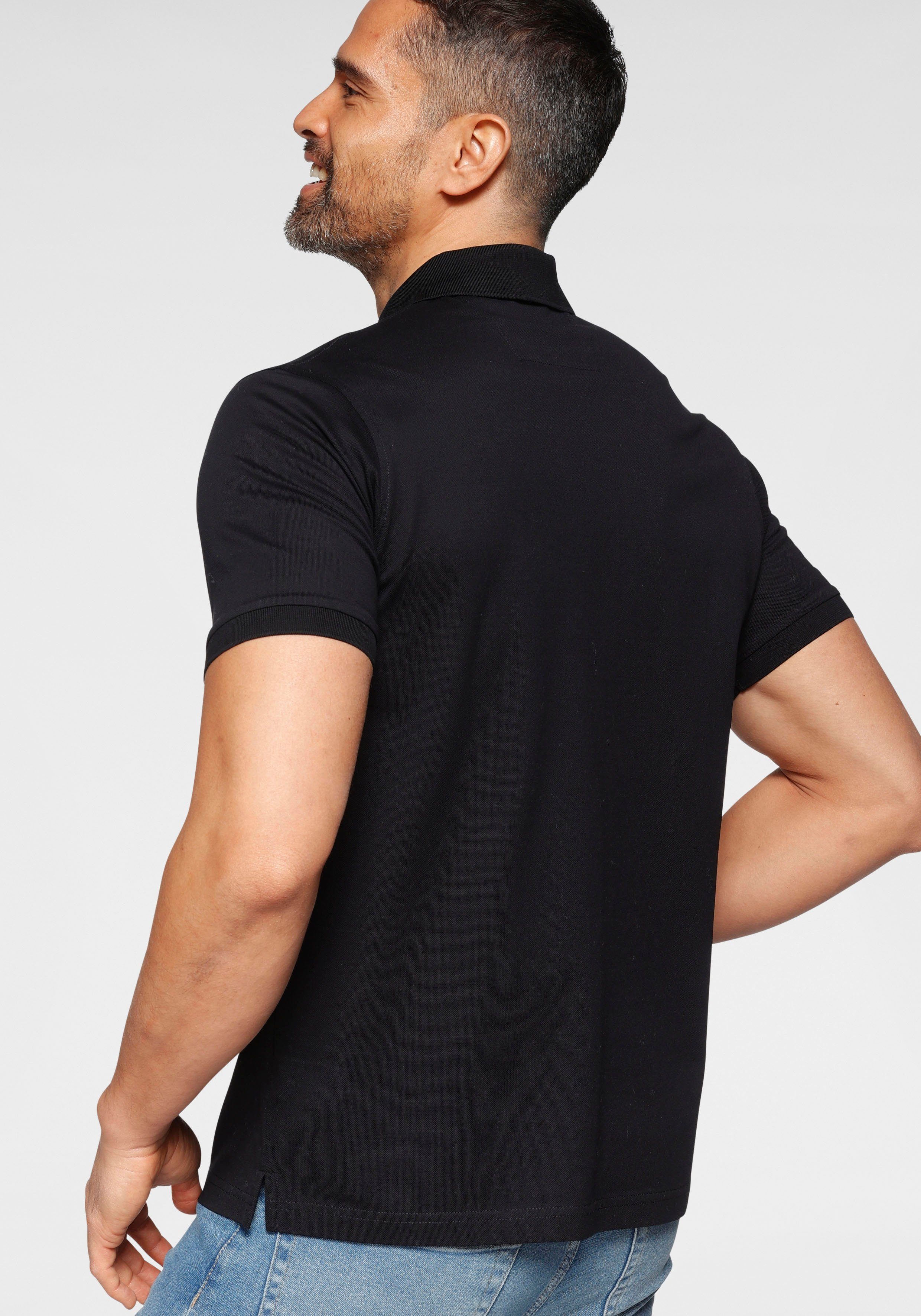 mit OLYMP fit Luxor modern schwarz Poloshirt Brusttasche