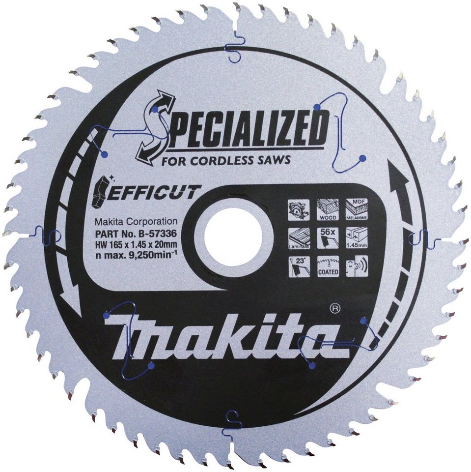 Makita Sägeblatt 56Z EFFICUT, Schneidbreite: 1,45 mm, Bohrung: 20 mm, Für  den Profi unter den Heimwerkern