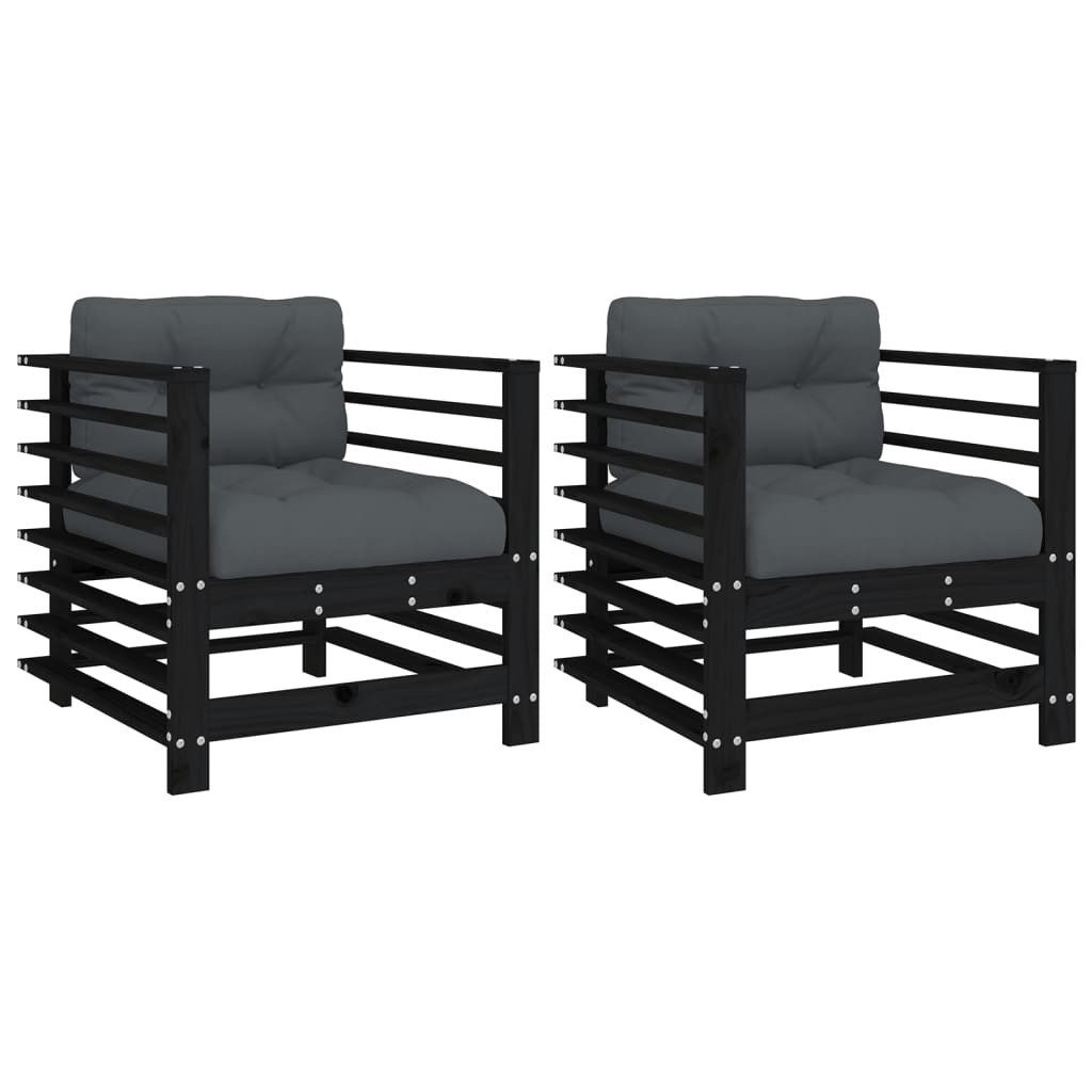 vidaXL Sofaelement Gartenstühle mit Kissen 2 günstig online kaufen