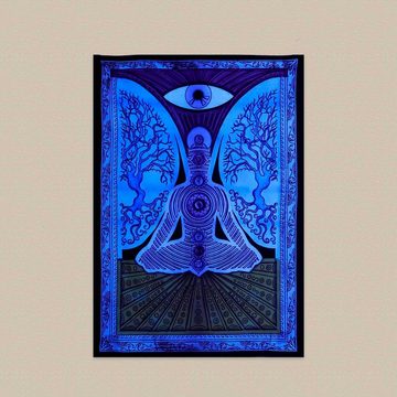 Wandteppich XL Tagesdecke Wandbehang Deko Chakra Yoga UV Aktiv ca. 200 x 230 cm, KUNST UND MAGIE