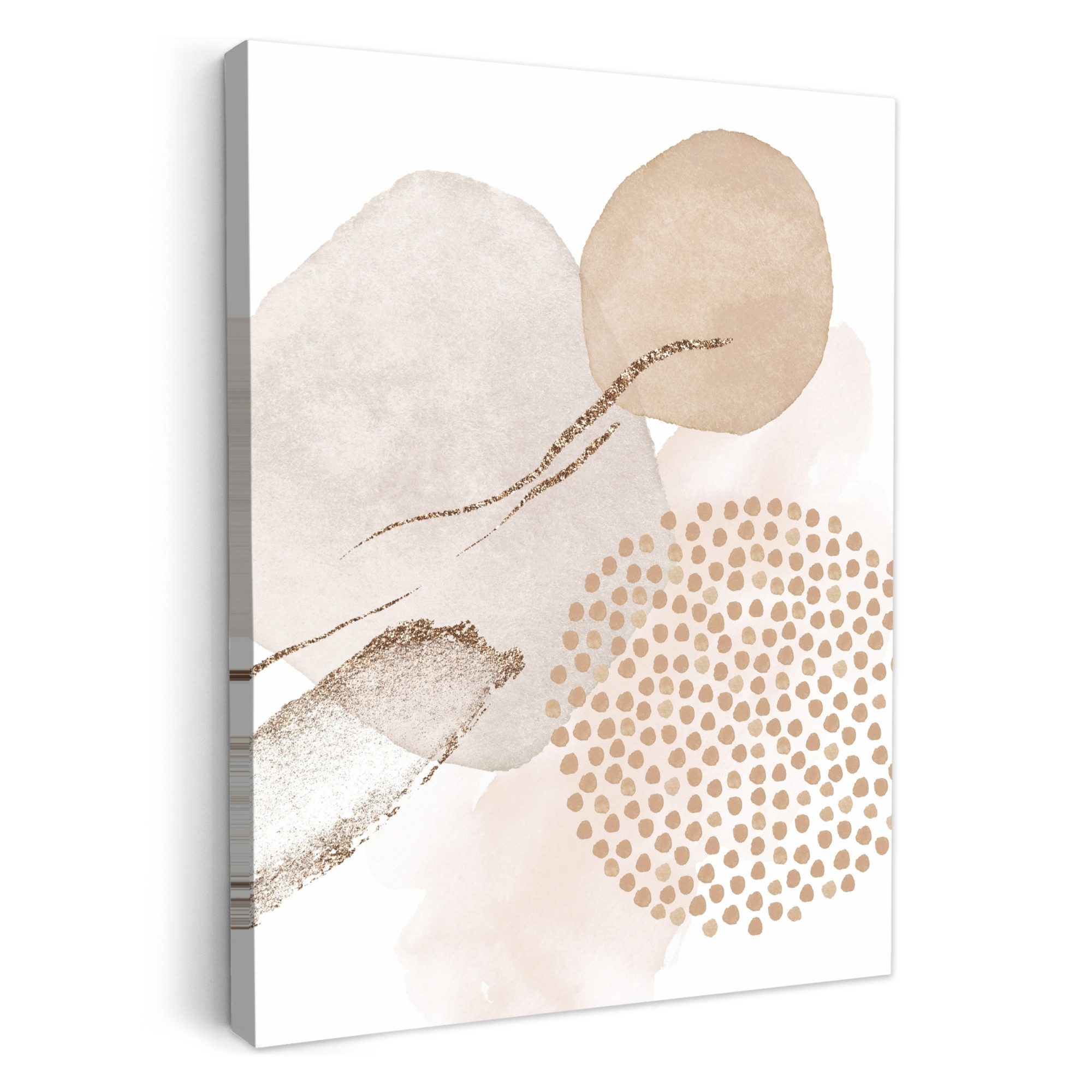 OneMillionCanvasses® Leinwandbild Aquarell - Beige - Pastell - Modern - Abstrakt, Fotodruck (1 St), Badezimmer Deko, Bilder Bad, Gäste WC Wanddeko 30x40 cm