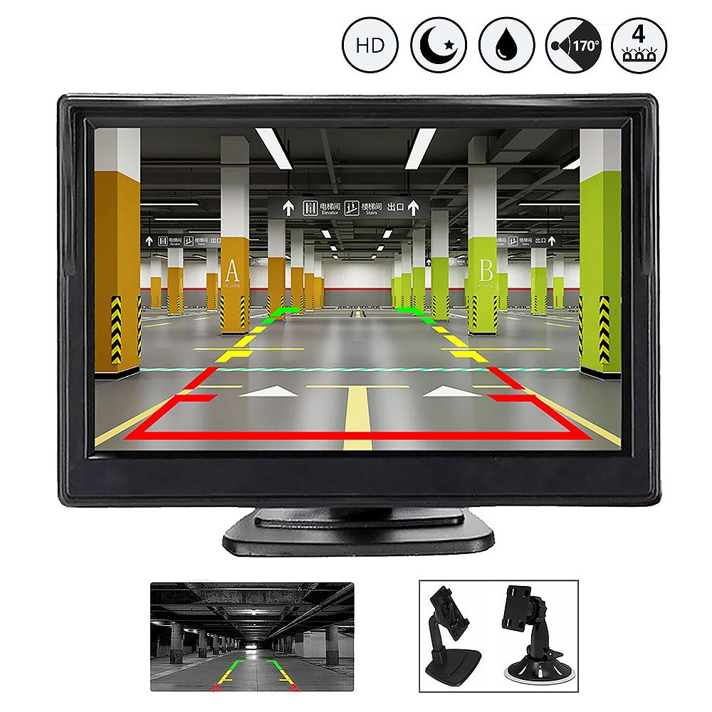 KFZ Rückfahrkamera mit 5'' Monitor Kit Wasserdicht Nachtsicht LKW Rückfahrkamera