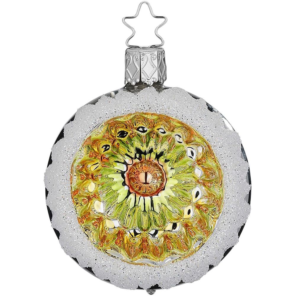 INGE-GLAS® Christbaumschmuck Reflexkugel Ornament Ø6cm silber glanz (1-tlg), mundgeblasen, handbemalt