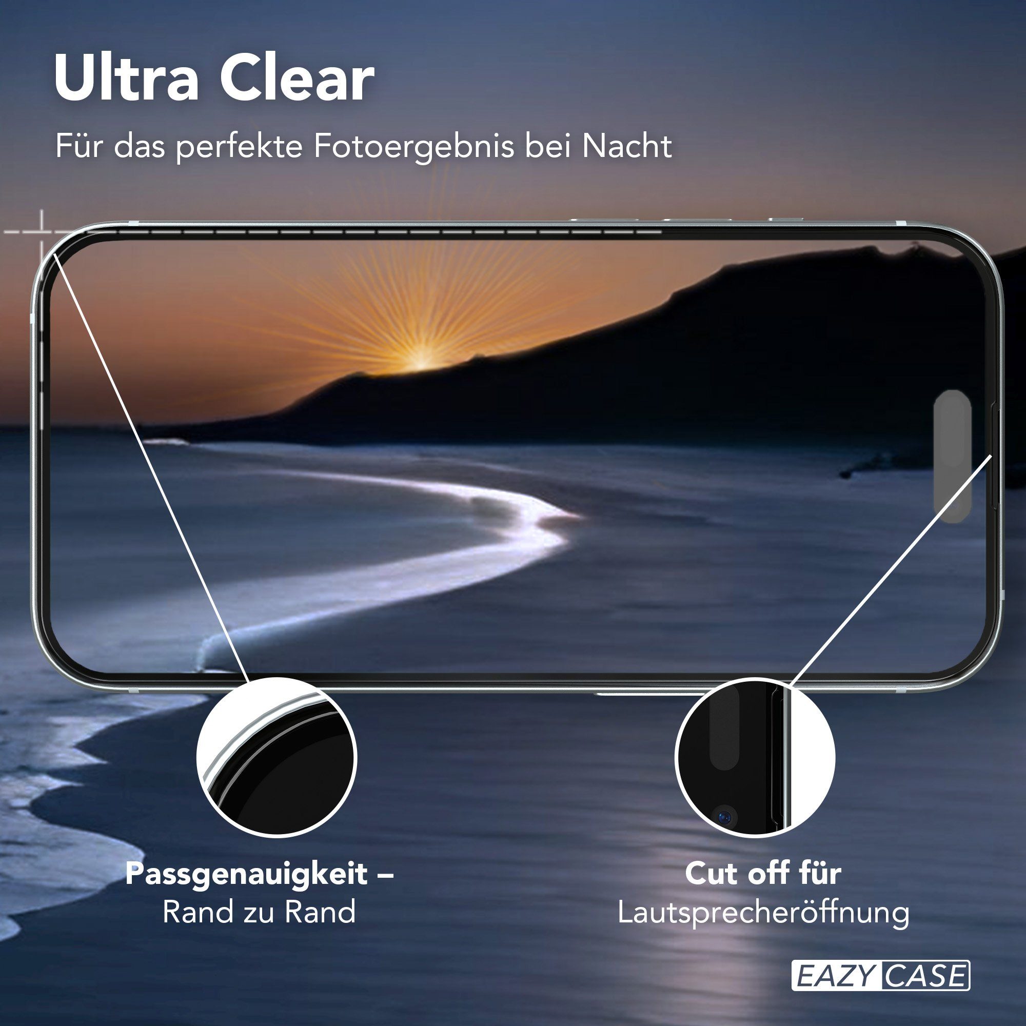 EAZY CASE Displayschutzfolie 2x Displayschutz für iPhone 15 Modell für Apple iPhone 15, 2er Set, Schutzglas iPhone 15, 2er Set Displayfolie Klar, Hartglas 0,7mm
