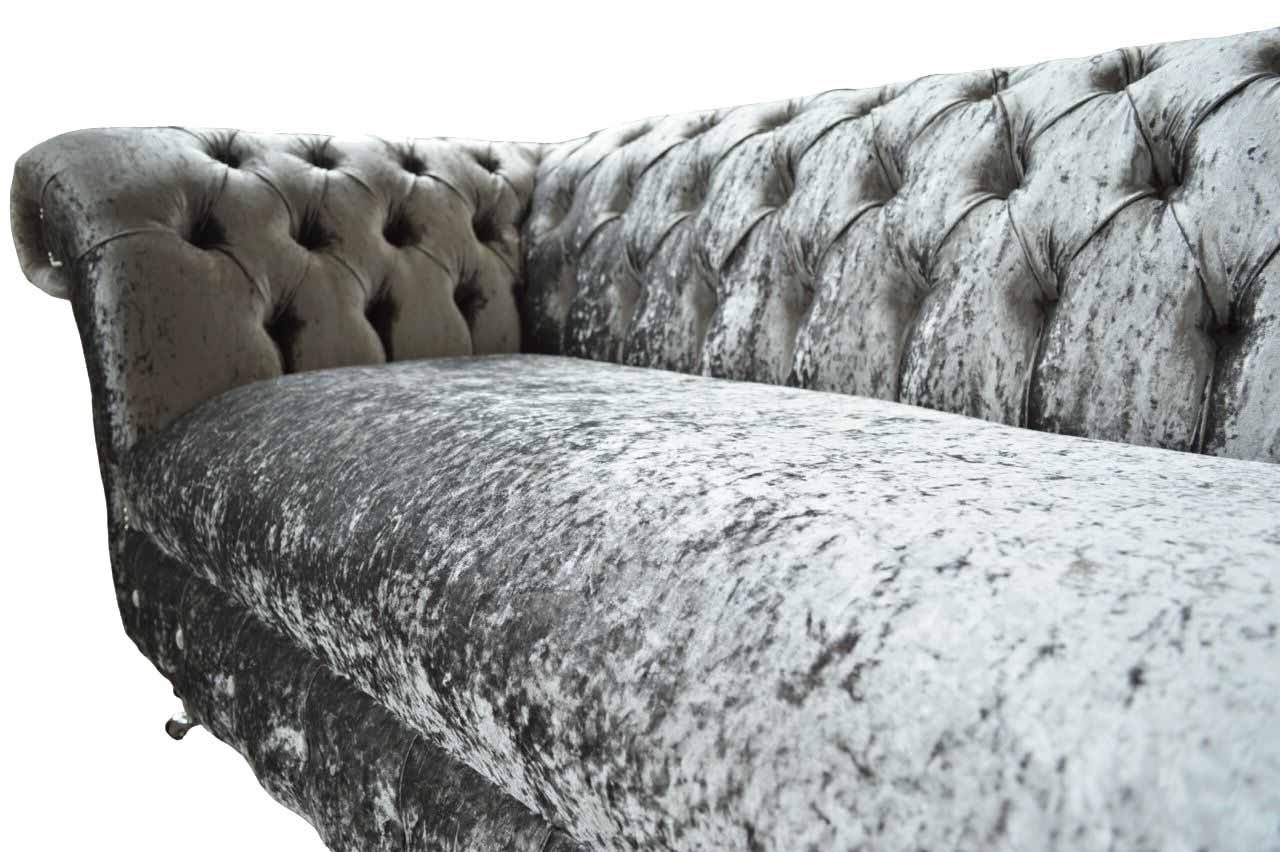 JVmoebel 2-SITZER CHESTERFIELD Chesterfield-Sofa AUS HANDGEFERTIGT SILBERNEM SOFA, SAMT