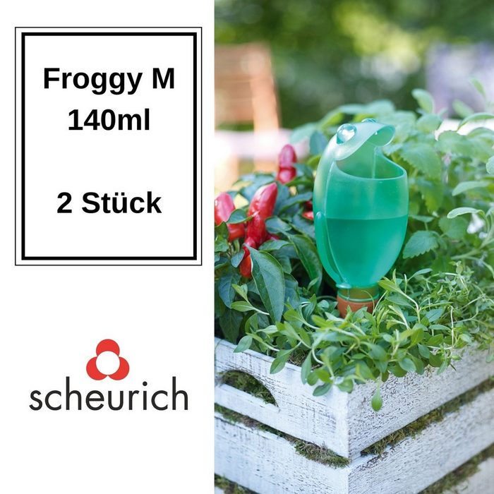 Scheurich Bewässerungssystem Froggy M 2x Grün 140 ml Füllmenge Wasserspender (Spar-Set 2-tlg) Scheurich Wasserspender Froggy M 140 ml