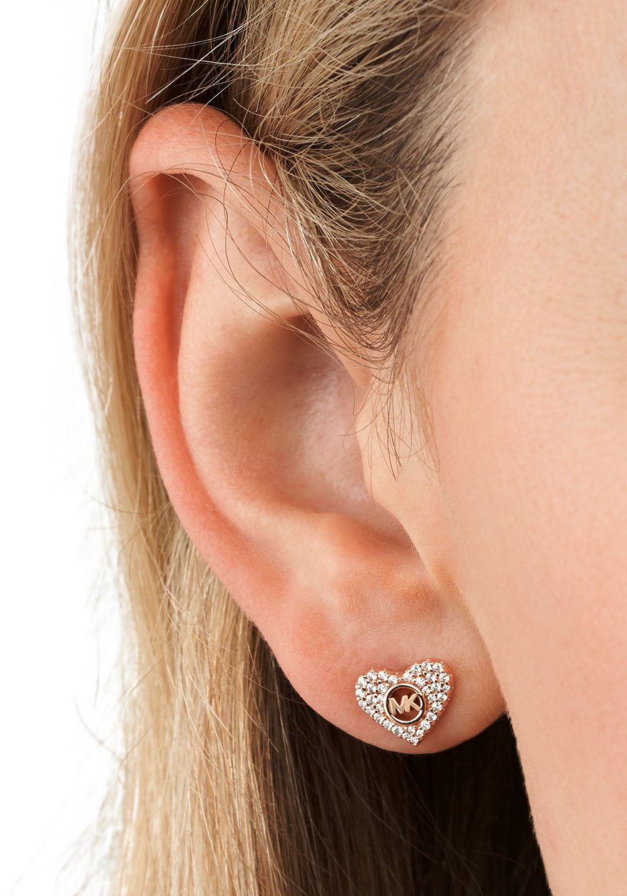MICHAEL KORS Paar Ohrstecker Schmuck Geschenk Silber 925 Halsschmuck PREMIUM Herz, mit Zirkonia (synth)
