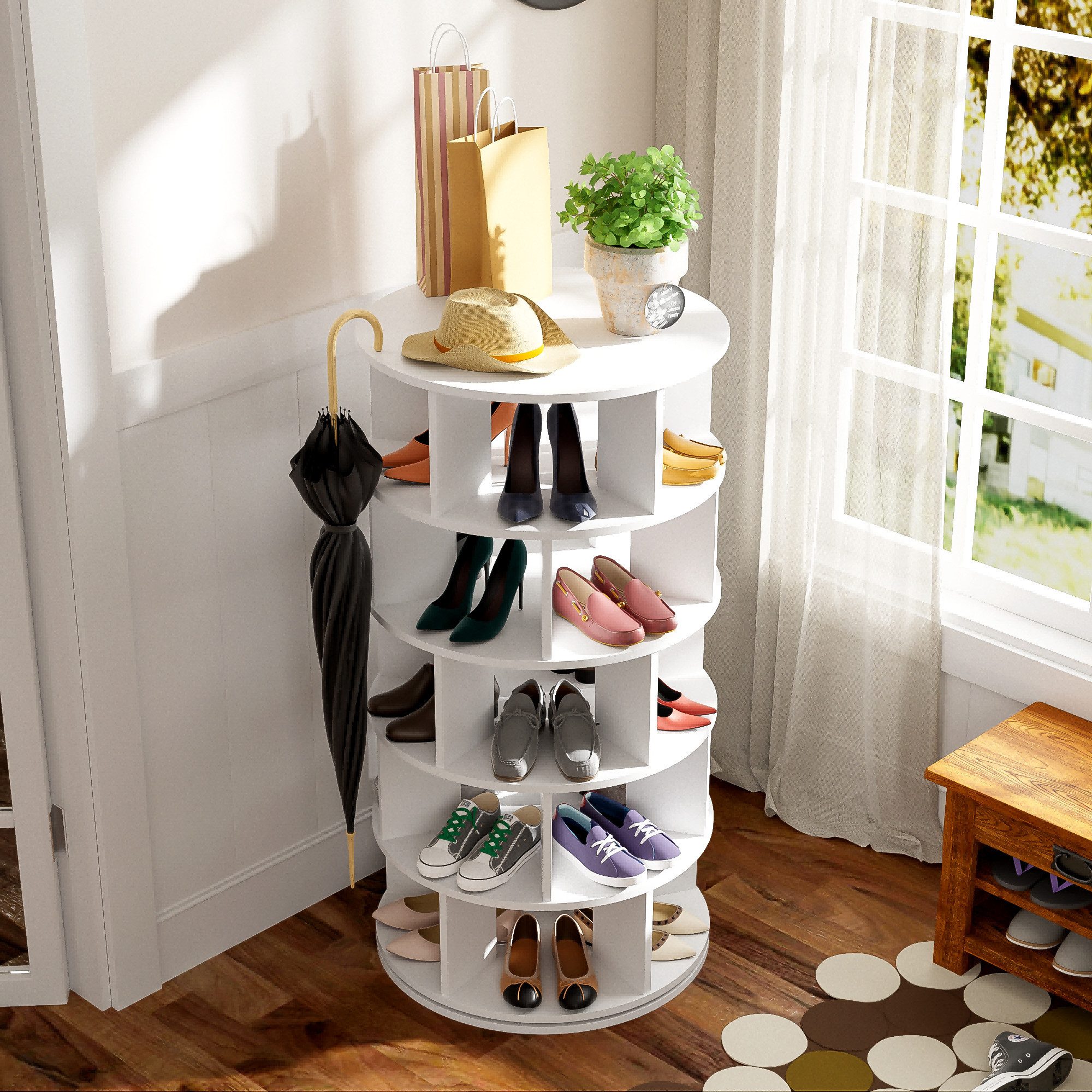 IDEASY Schuhschrank Schuhregal, 360-Grad-Drehung, weiß, 5 Ebenen, Höhe 115 günstig online kaufen