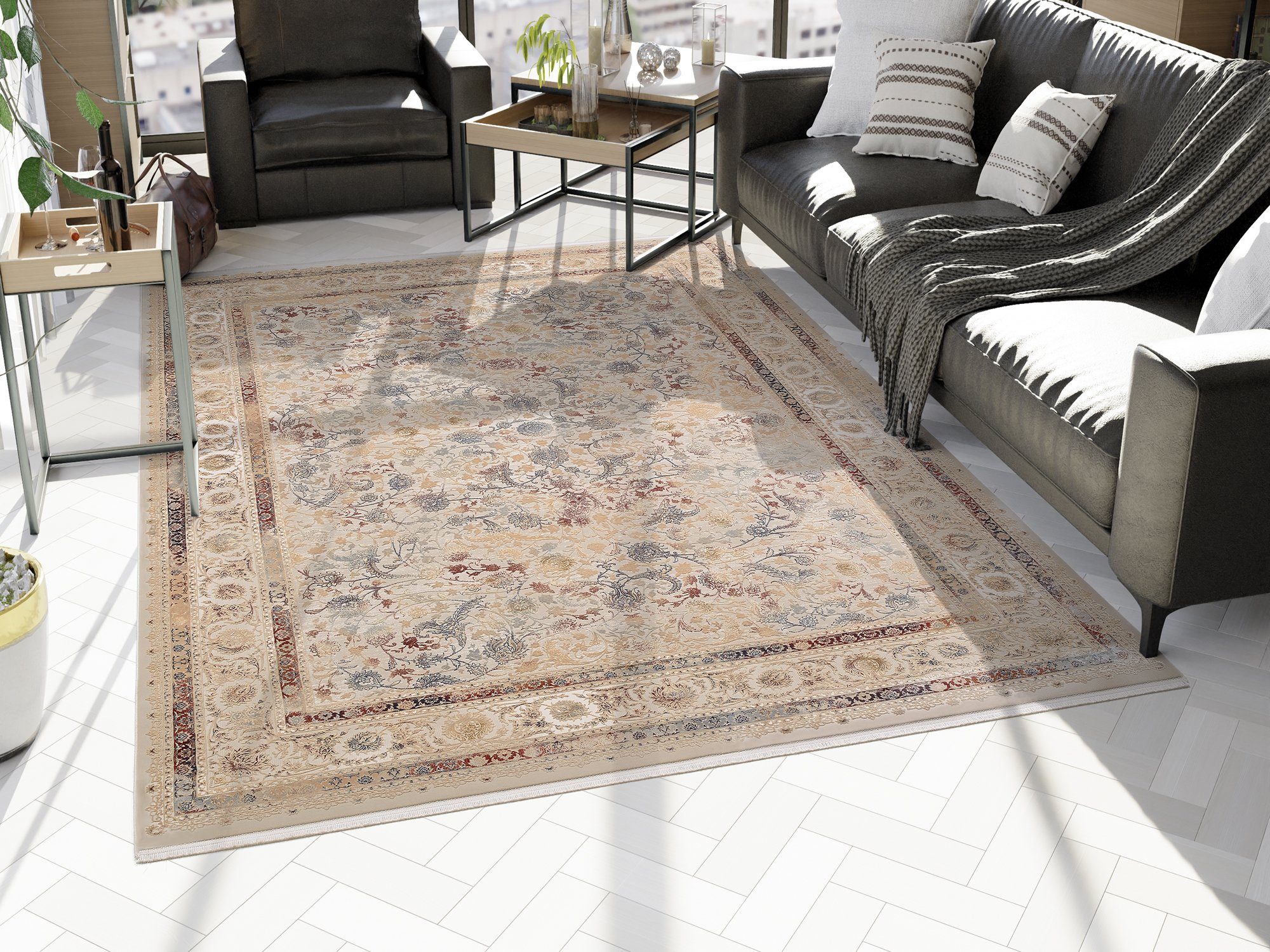 OCI DIE TEPPICHMARKE Teppich MYSTIC LIMITED, rechteckig, Höhe: 7 mm, florale Muster in 3D-Optik, maschinell gewebt, Viskose