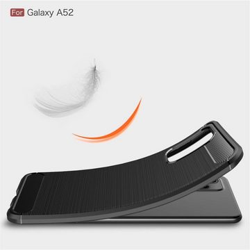 CoverKingz Handyhülle Hülle für Samsung Galaxy A52/A52 5G/A52s 5G Handyhülle Case Silikon 16,5 cm (6,5 Zoll), Handyhülle Bumper Silikoncover Softcase Carbonfarben