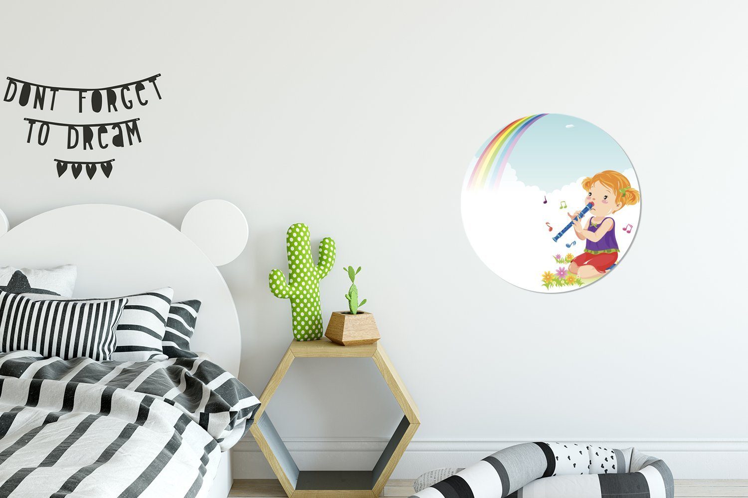 eines Kinderzimmer, Blockflöte für einer MuchoWow Tapetenkreis mit Tapetenaufkleber, Wandsticker Rund, (1 Mädchens Wohnzimmer Illustration St),