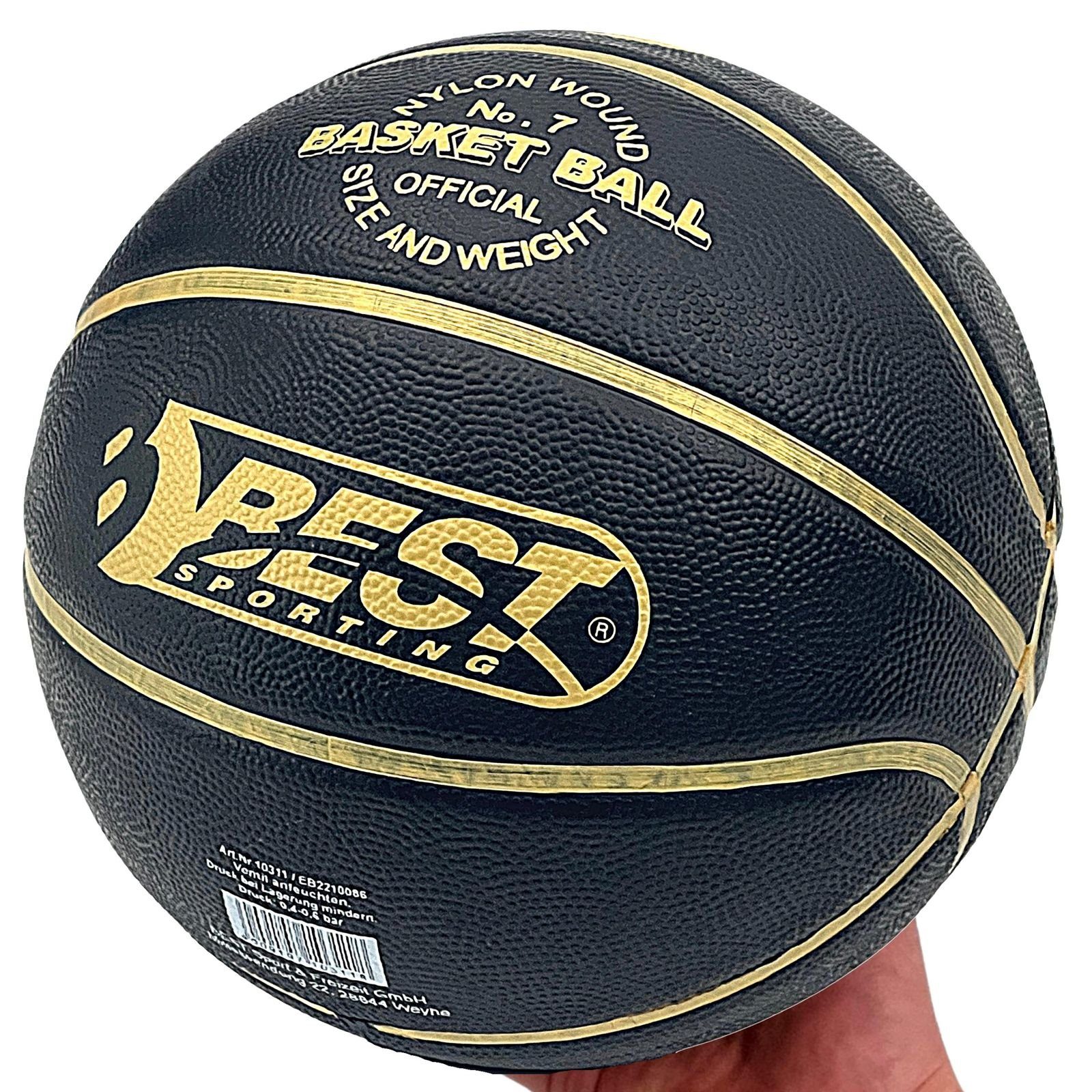 Best Sporting Spielball Hochwertiger Basketball PLAYOFF Outdoor Größe 7, I Basketball schwarz I Basketball mit offiziellem Gewicht & Größe