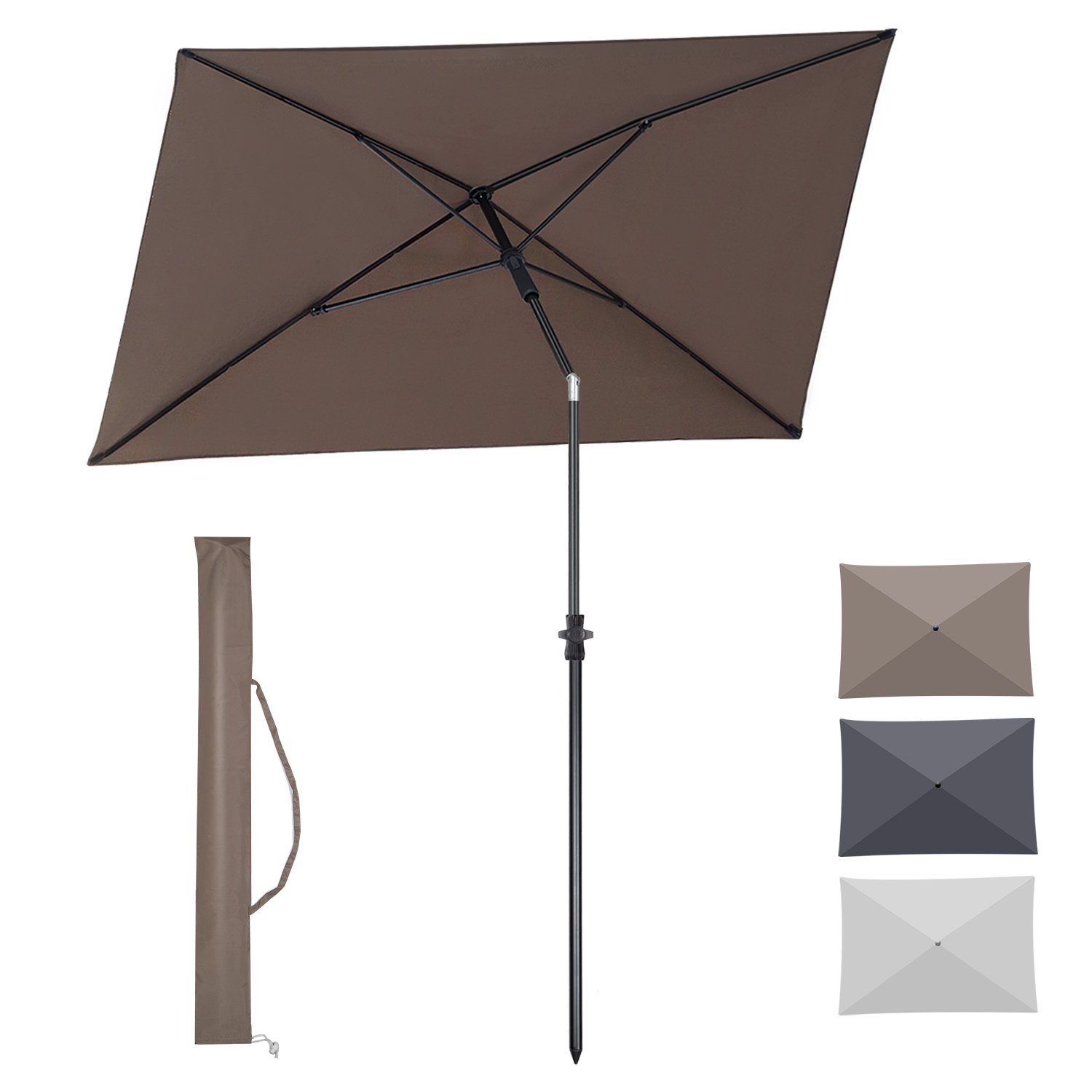 Sekey Sonnenschirm 210 x 140 cm Balkonschirm Rechteckig Gartenschirm