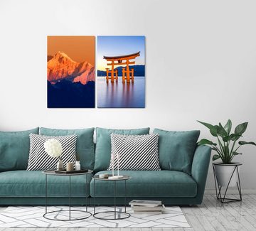 Sinus Art Leinwandbild 2 Bilder je 60x90cm Itsukushima-Schrein roter Schrein Himalaja Japan Religion Buddhismus Beruhigend