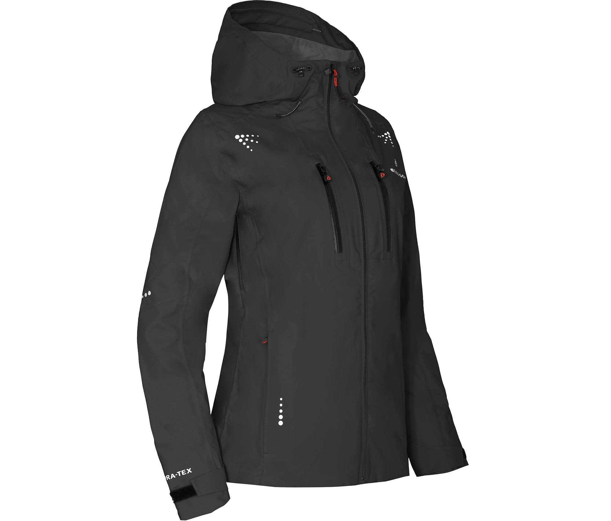 Bergson Outdoorjacke LEKNES Damen Regenjacke, recycelt, Netzfutter, 20000 mm Wassersäule, Normalgrößen, schwarz