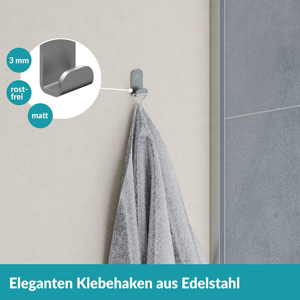 WEISSENSTEIN Handtuchhaken ohne Bohren, (1-St)