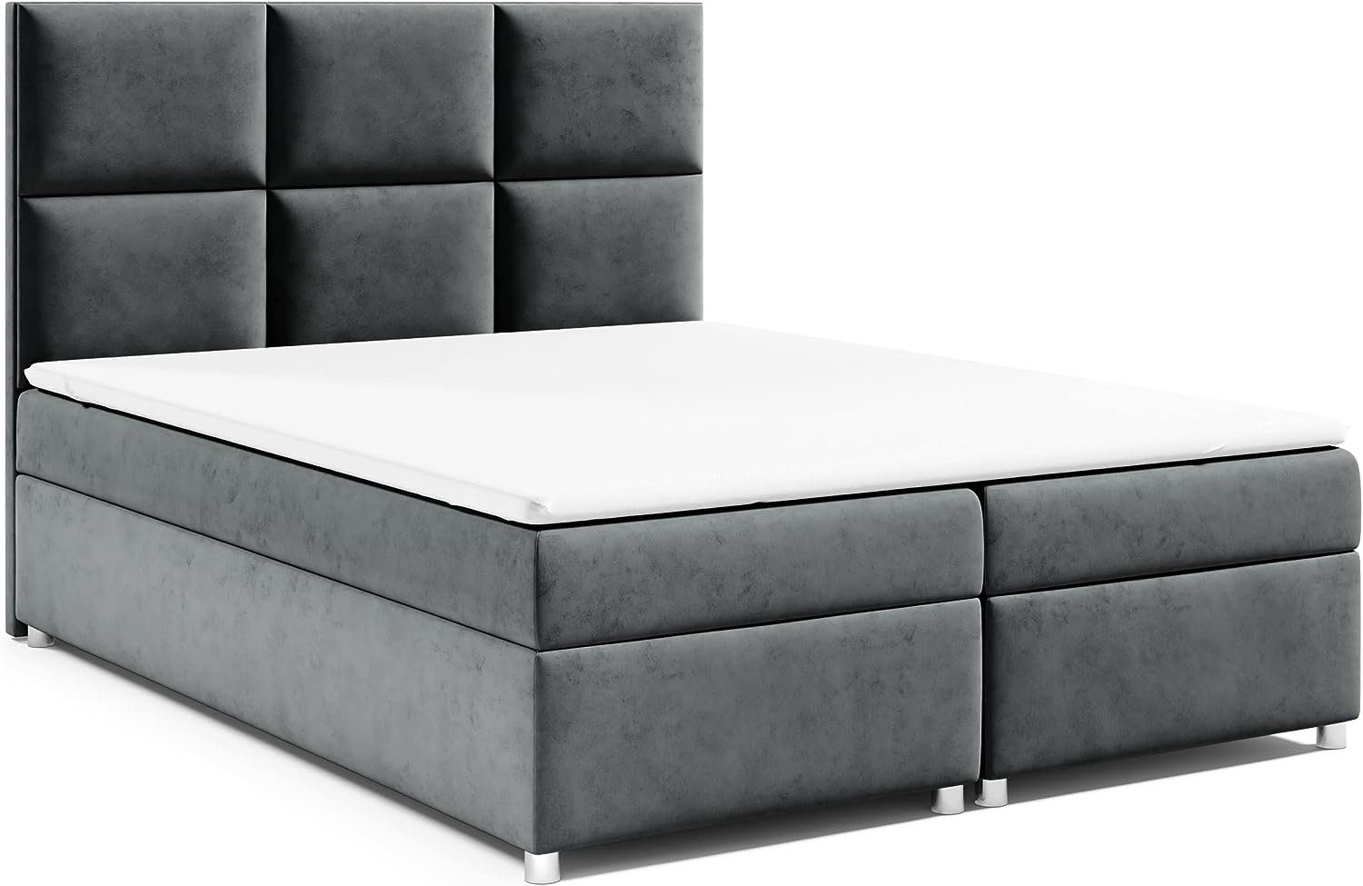 Best for Home Boxspringbett Trinity K13, mit Bettkasten und Topper Graphit