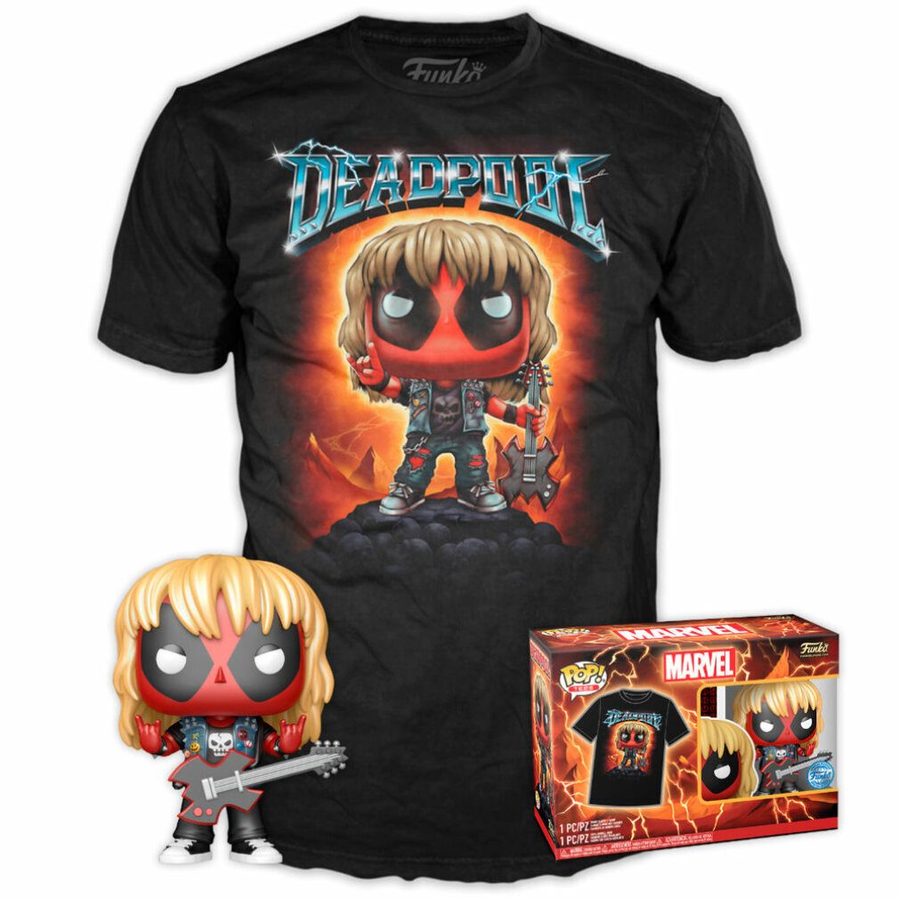 Funko Actionfigur Set Figur POP & Tee Marvel Deadpool Heavy Metal