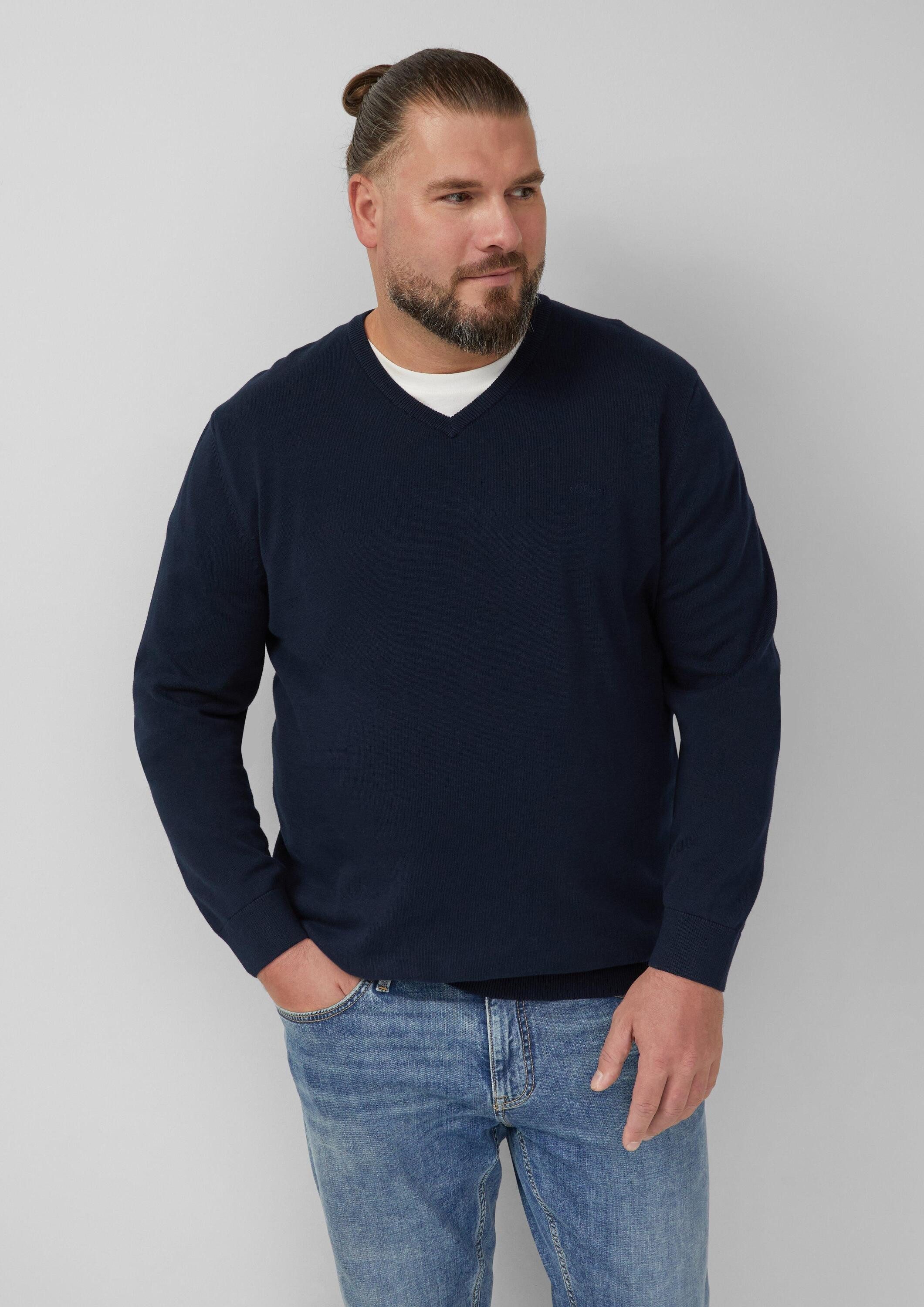 s.Oliver Longpullover Strickpullover Strickpullover mit Logo-Stickerei günstig online kaufen