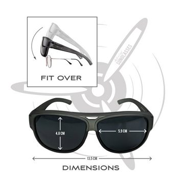 ActiveSol SUNGLASSES Pilotenbrille El Pavana Kategorie 4 Überziehsonnenbrille Besonders dunkle Gläser – Kategorie 4